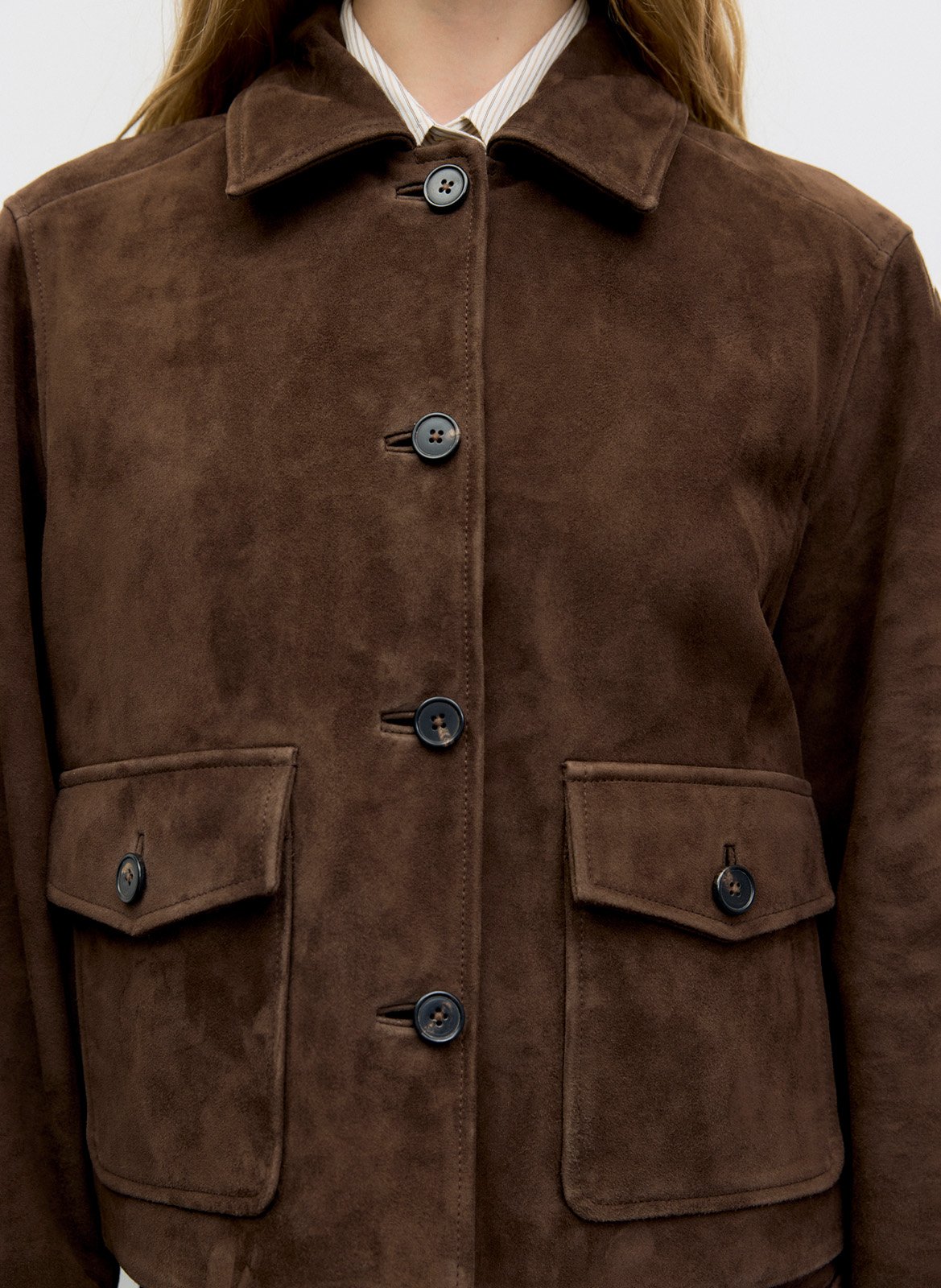 Veste boutonneée en cuir GERARD DAREL Brown