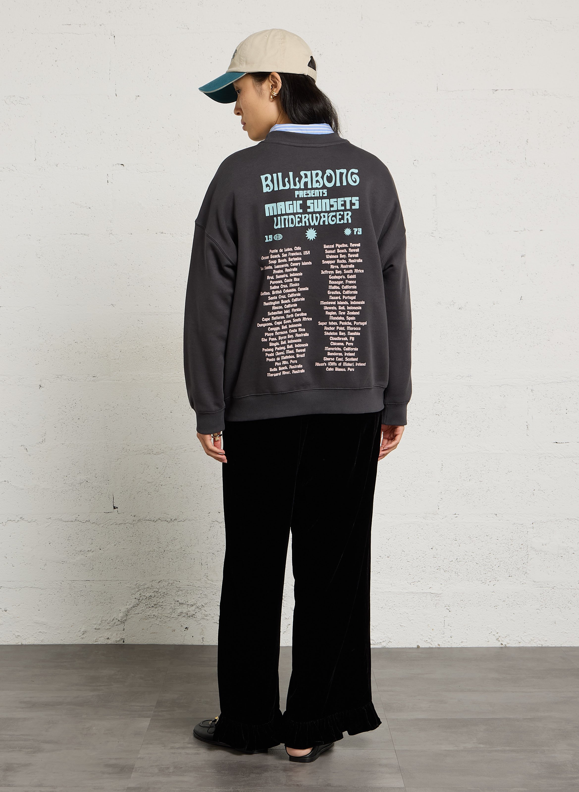 Gerader Baumwoll-Pullover mit Muster BILLABONG Schwarz