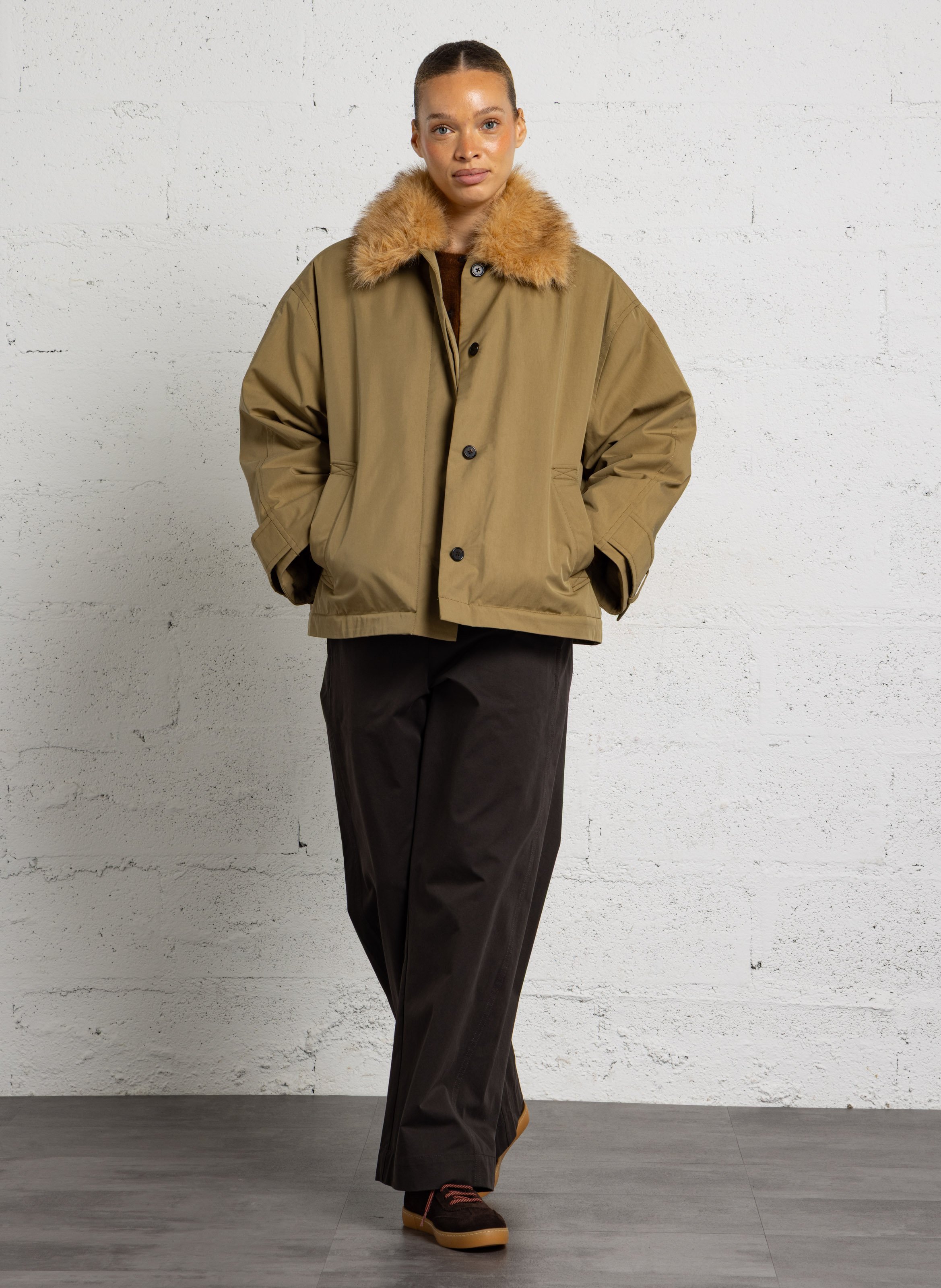 Weiter Baumwollmantel BELLEROSE Beige
