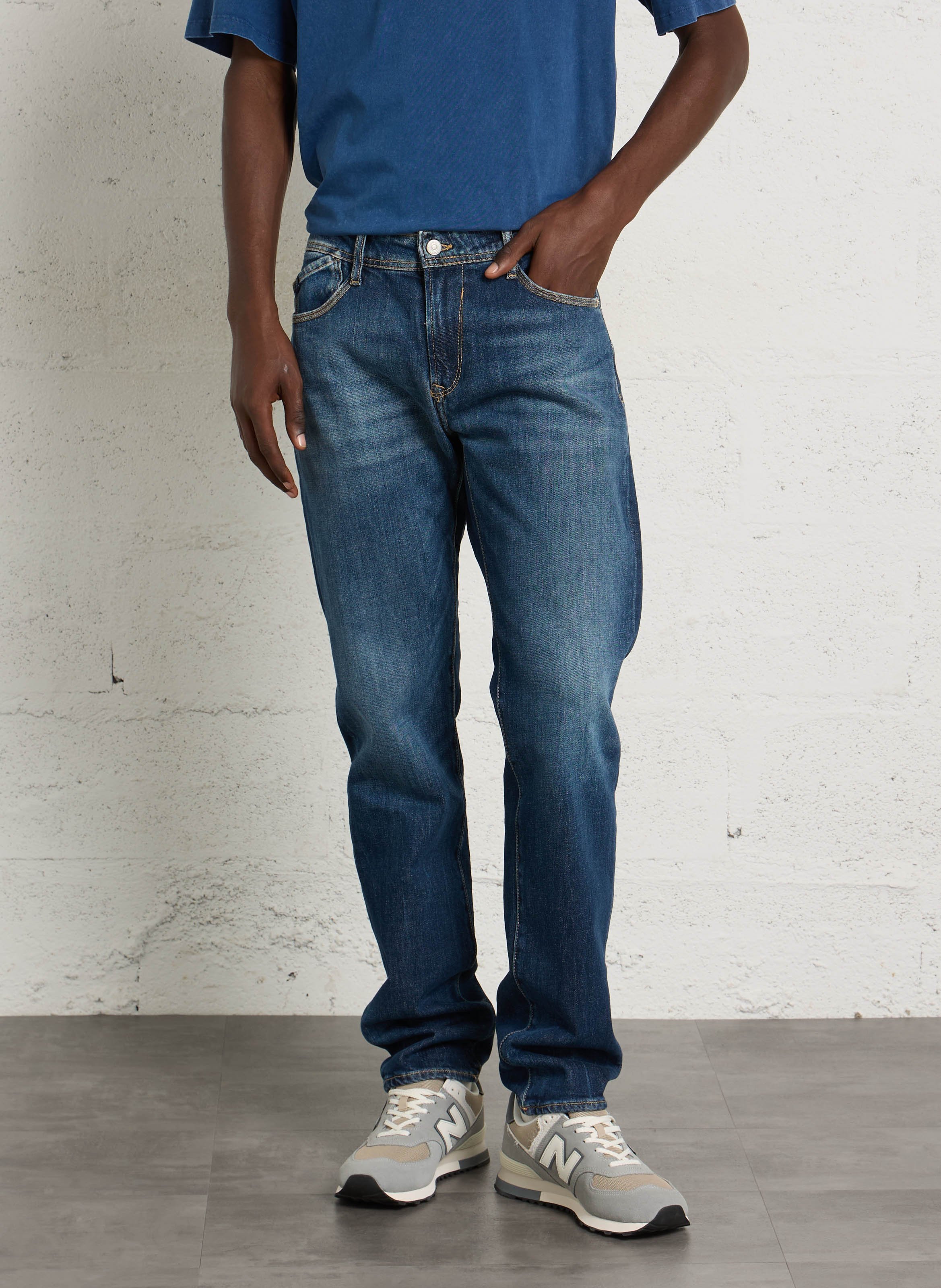 Jean droit en denim de coton mélangé LE TEMPS DES CERISES Bleu