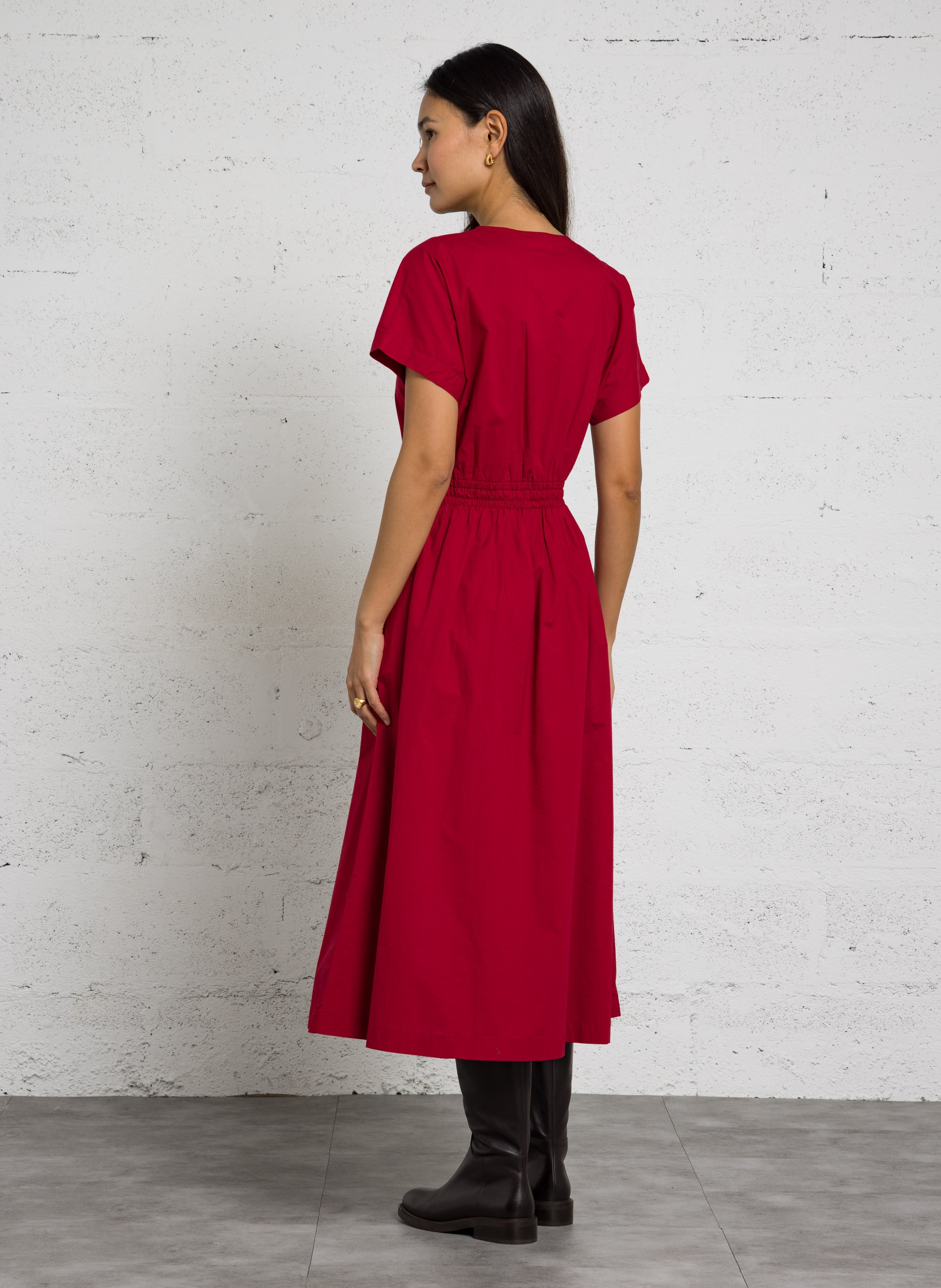 Robe longue cintrée en coton MAISON 123 Rouge