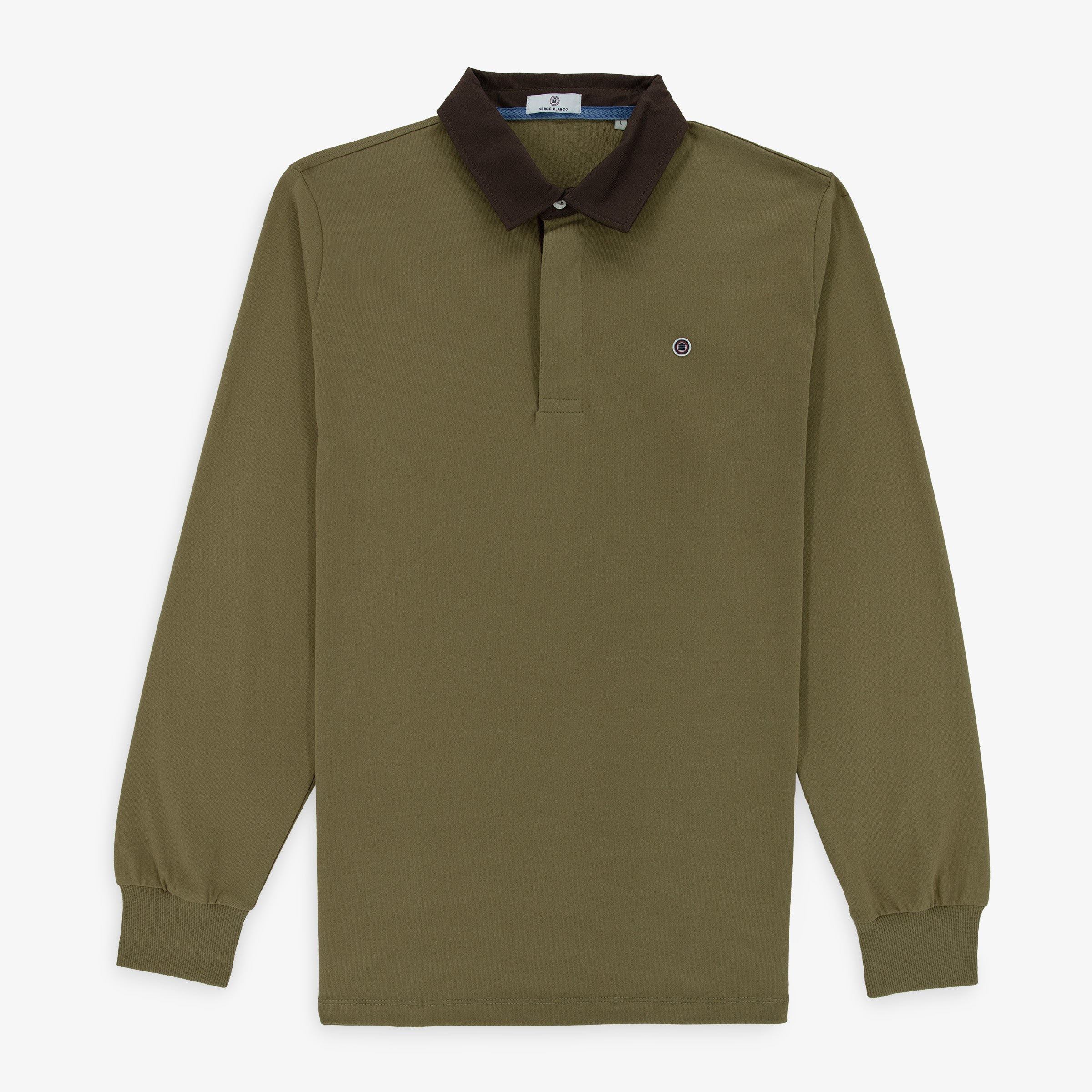 Long-sleeved cotton rugby shirt SERGE BLANCO Khaki