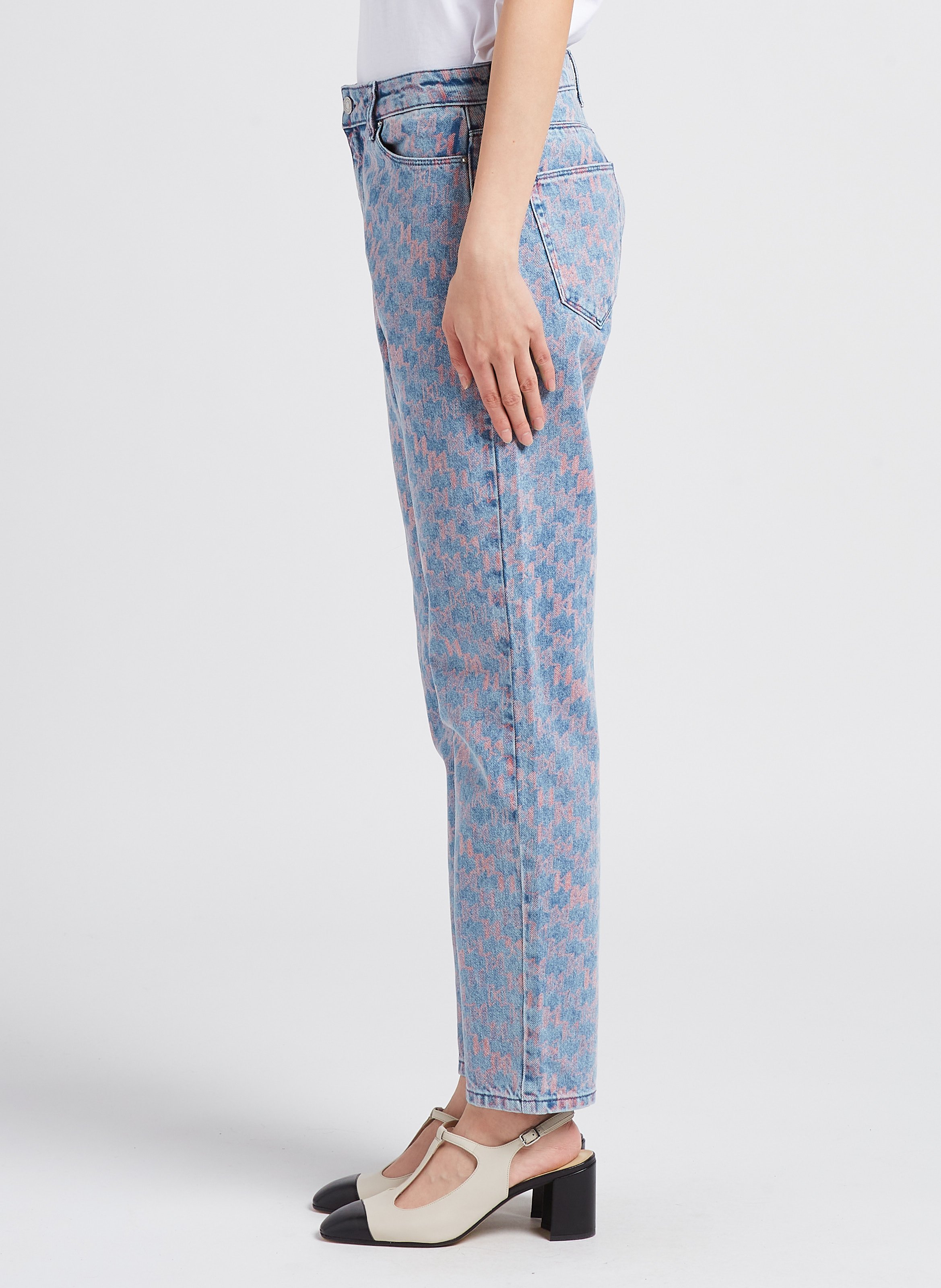 Cotton-blend straight-leg jeans KARL LAGERFELD Faded jeans