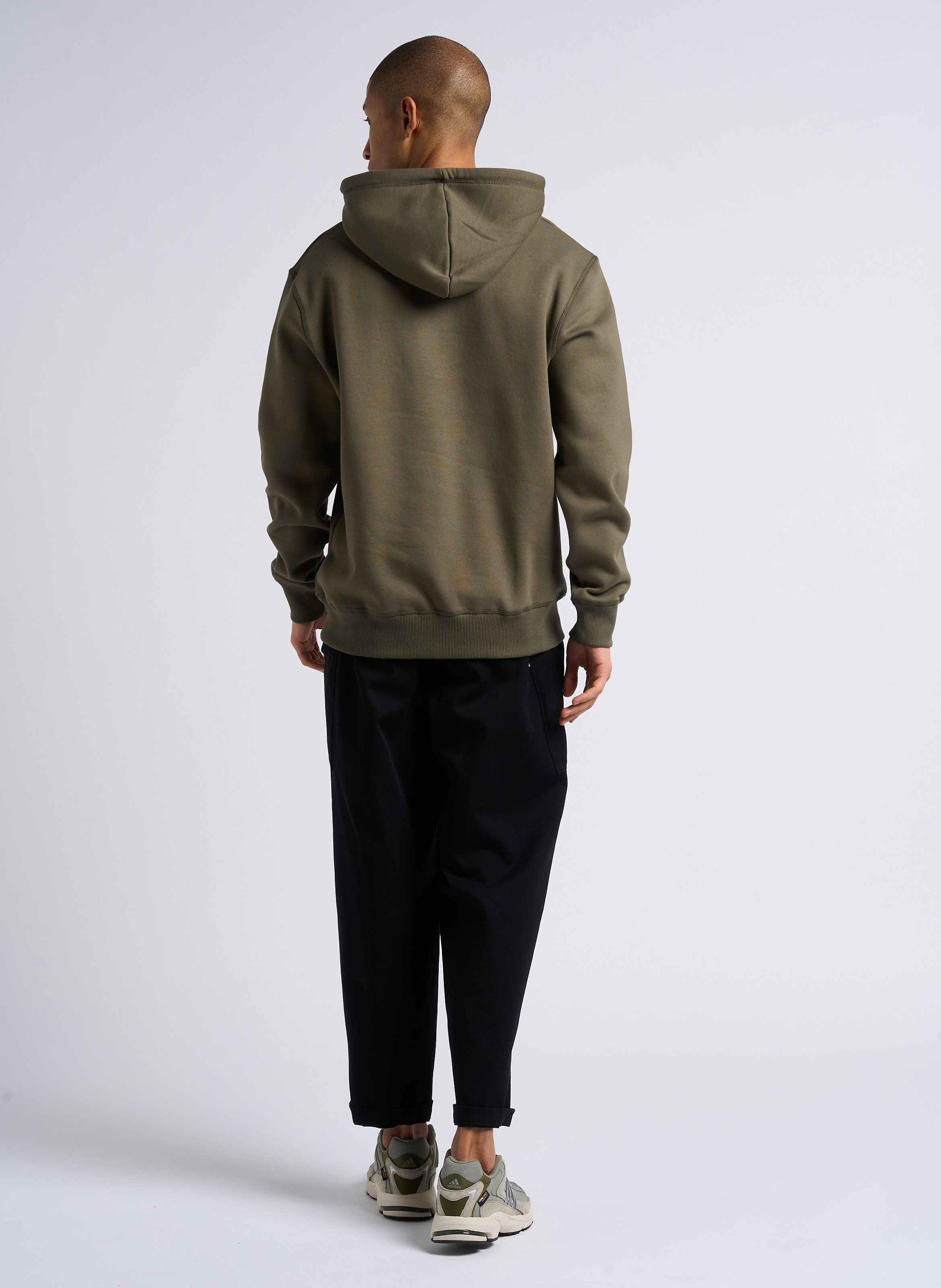 Sweat à capuche regular-fit brodé en coton mélangé SCHOTT Kaki