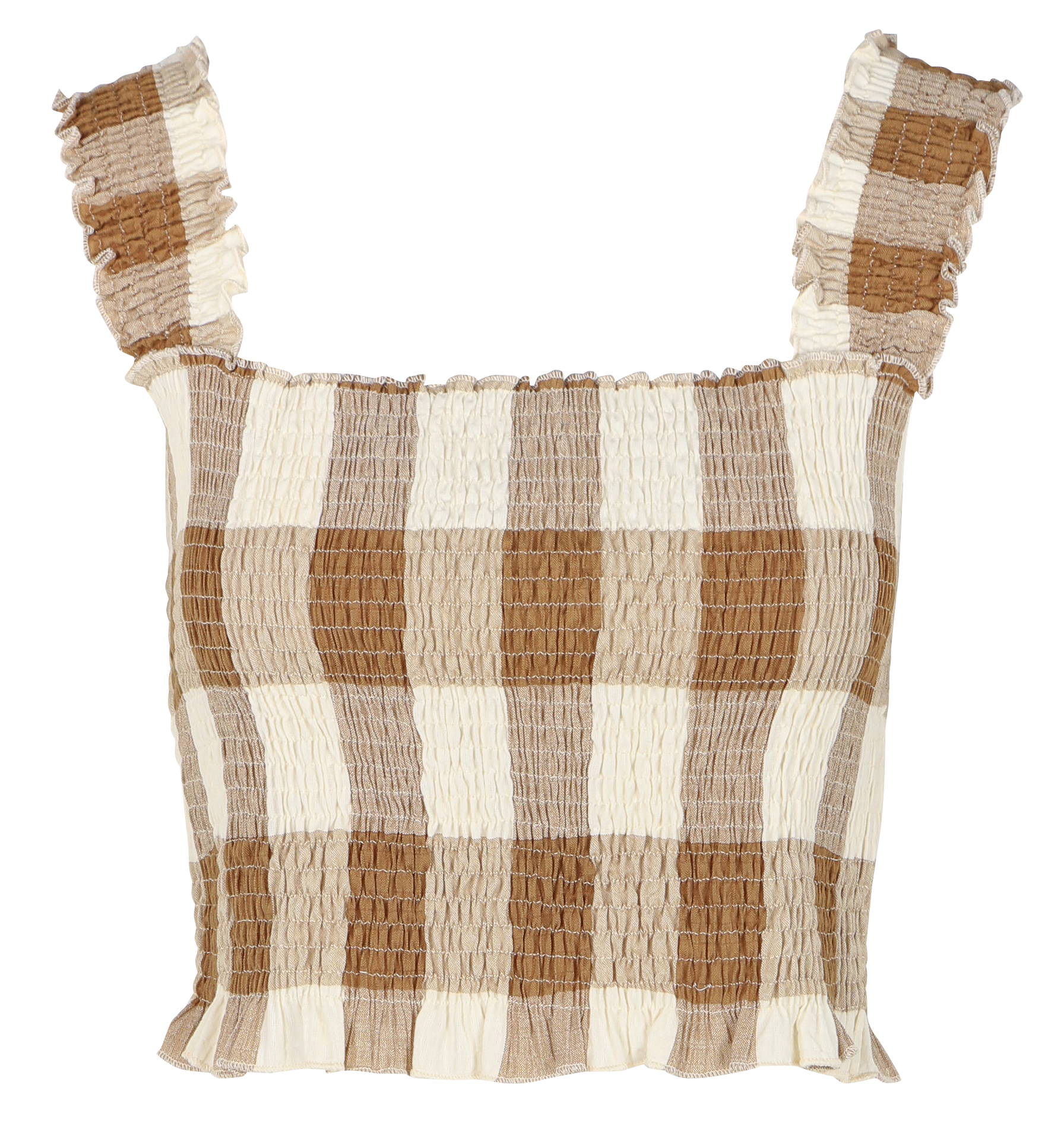 Top court en coton froncé mélangé RITA ROW Marron