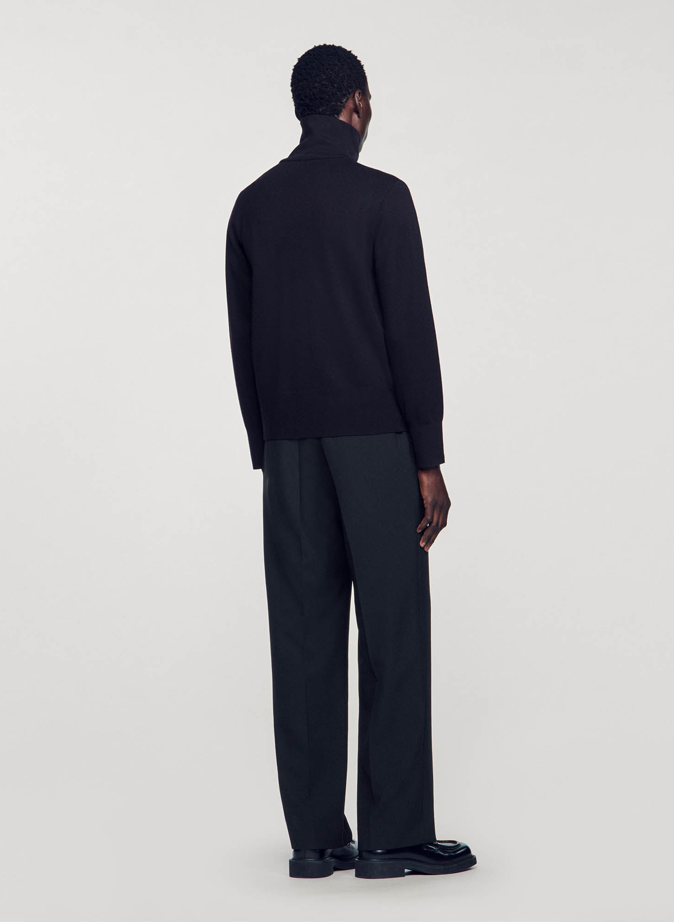 Gilet zippé en laine SANDRO Bleu