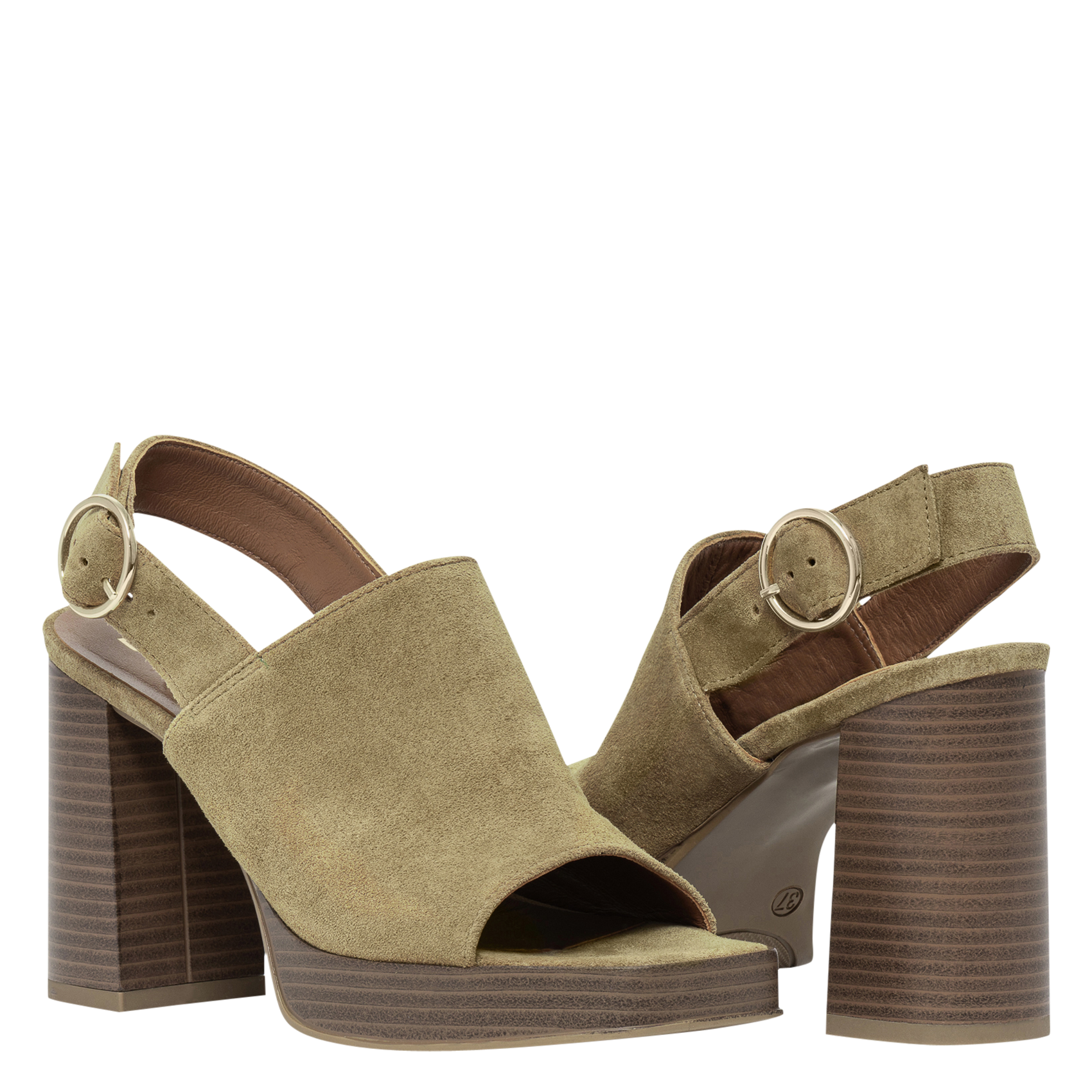 Hoge plateau sandalen van suède leer BOCAGE Bruin