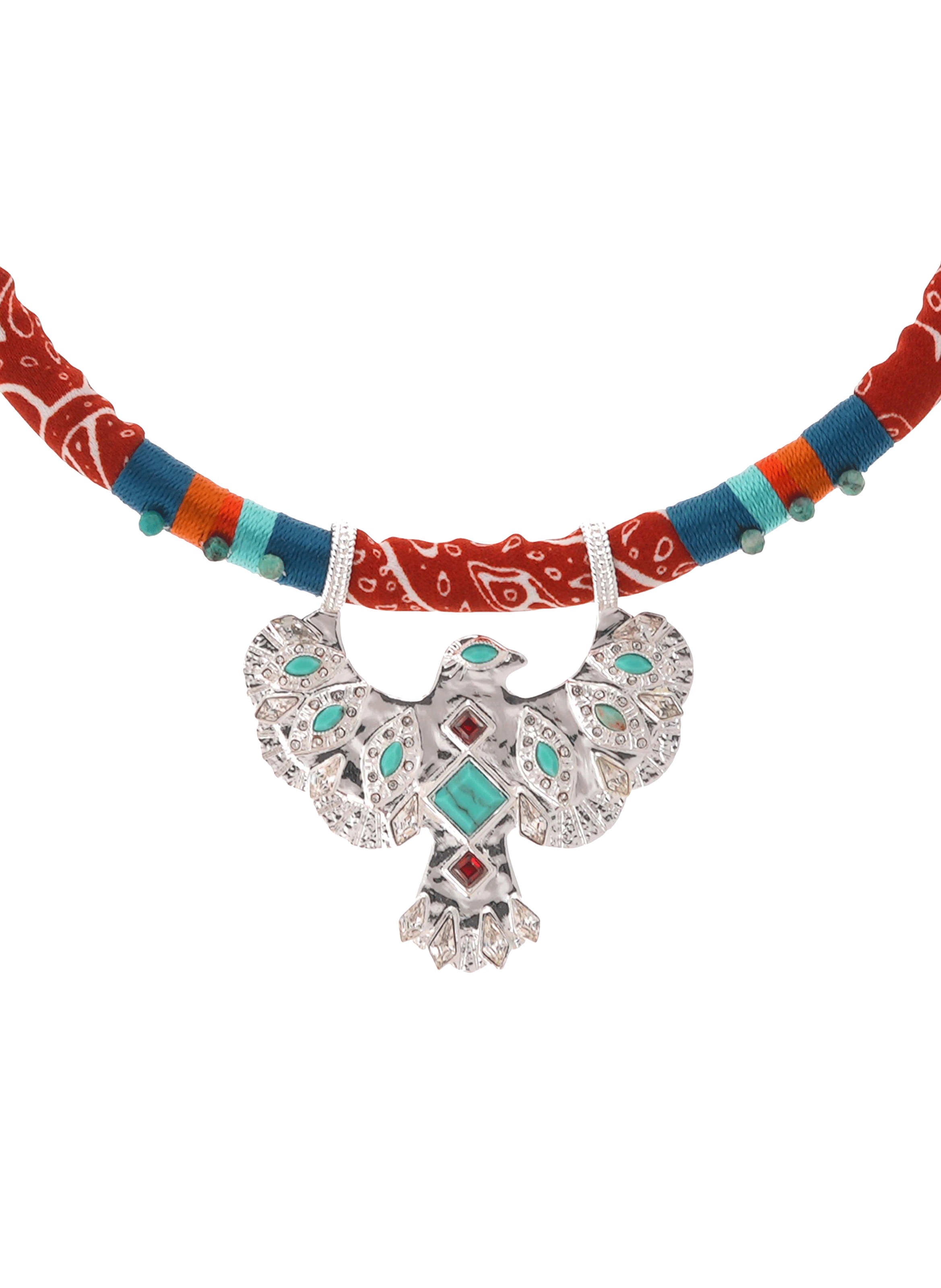 Choker necklace in fabric with central pendant HIPANEMA Silver