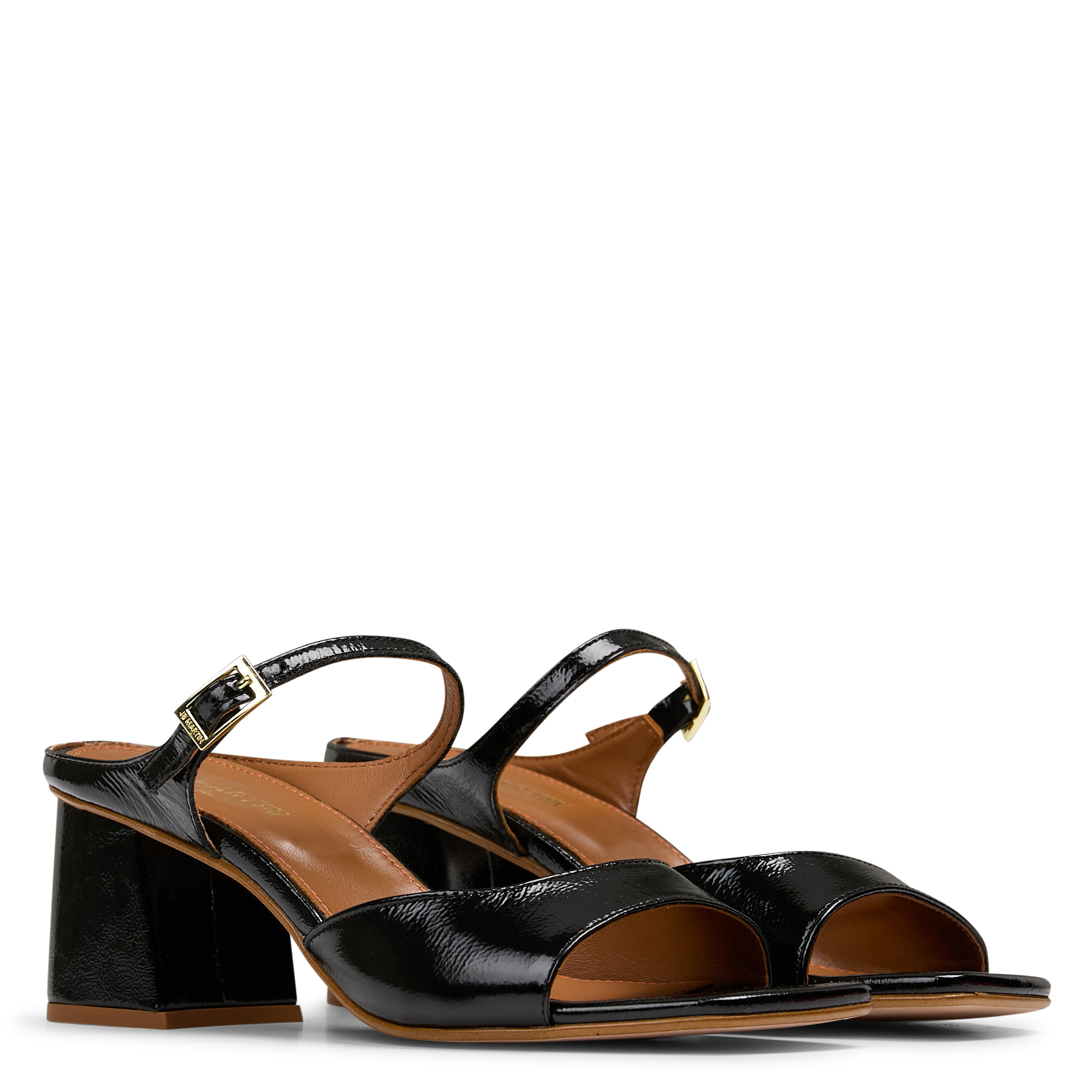 Mules à talons en cuir vernis JB MARTIN Noir