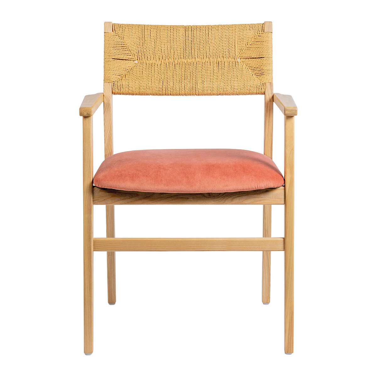 Chaise paloma en corde de papier et velours - framboise BLANC D'IVOIRE Rose