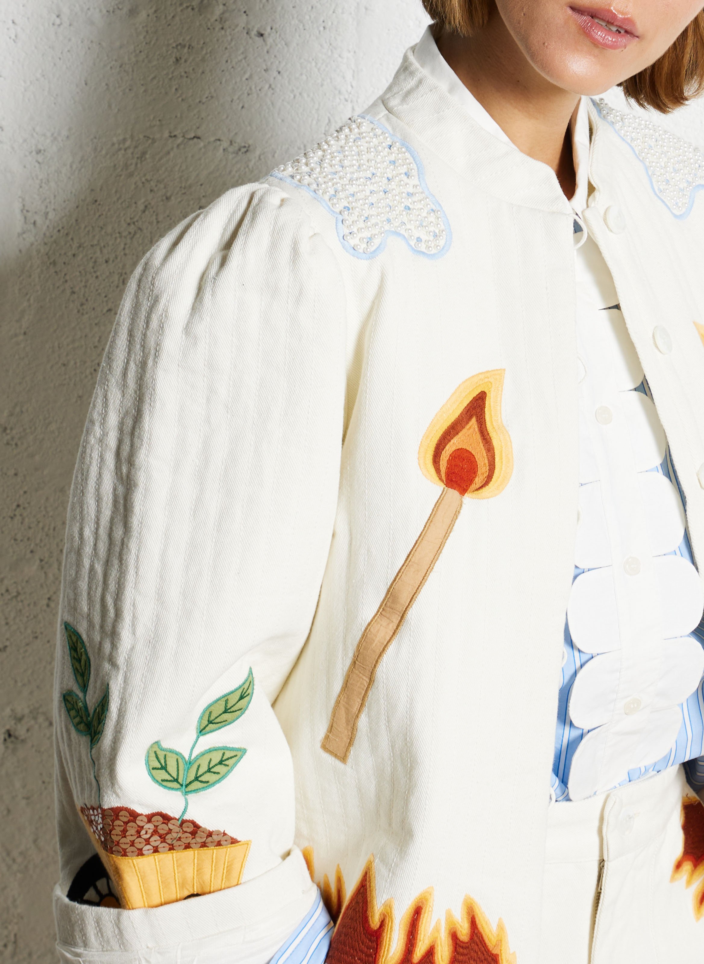 Baumwolljacke mit Rundhalsausschnitt STELLA NOVA Beige