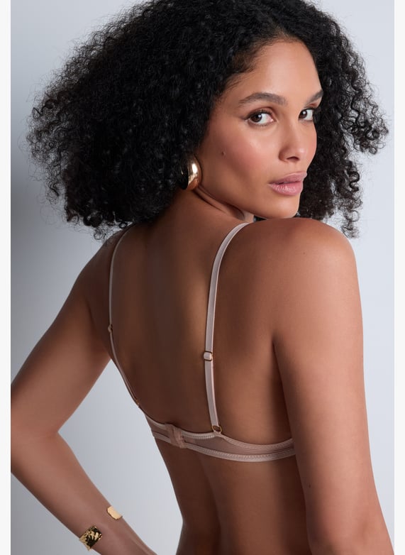 A Fleur De Toi scarf-style plunge bra | Beige by AUBADE A Fleur De Toi scarf-style plunge bra Beige