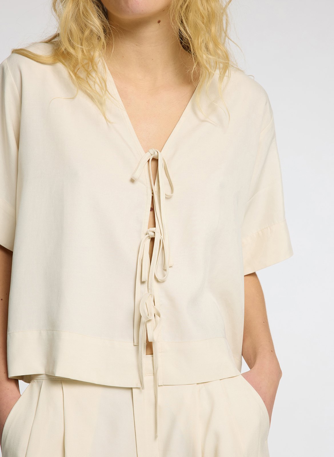 V-neck blouse SELECTED Beige