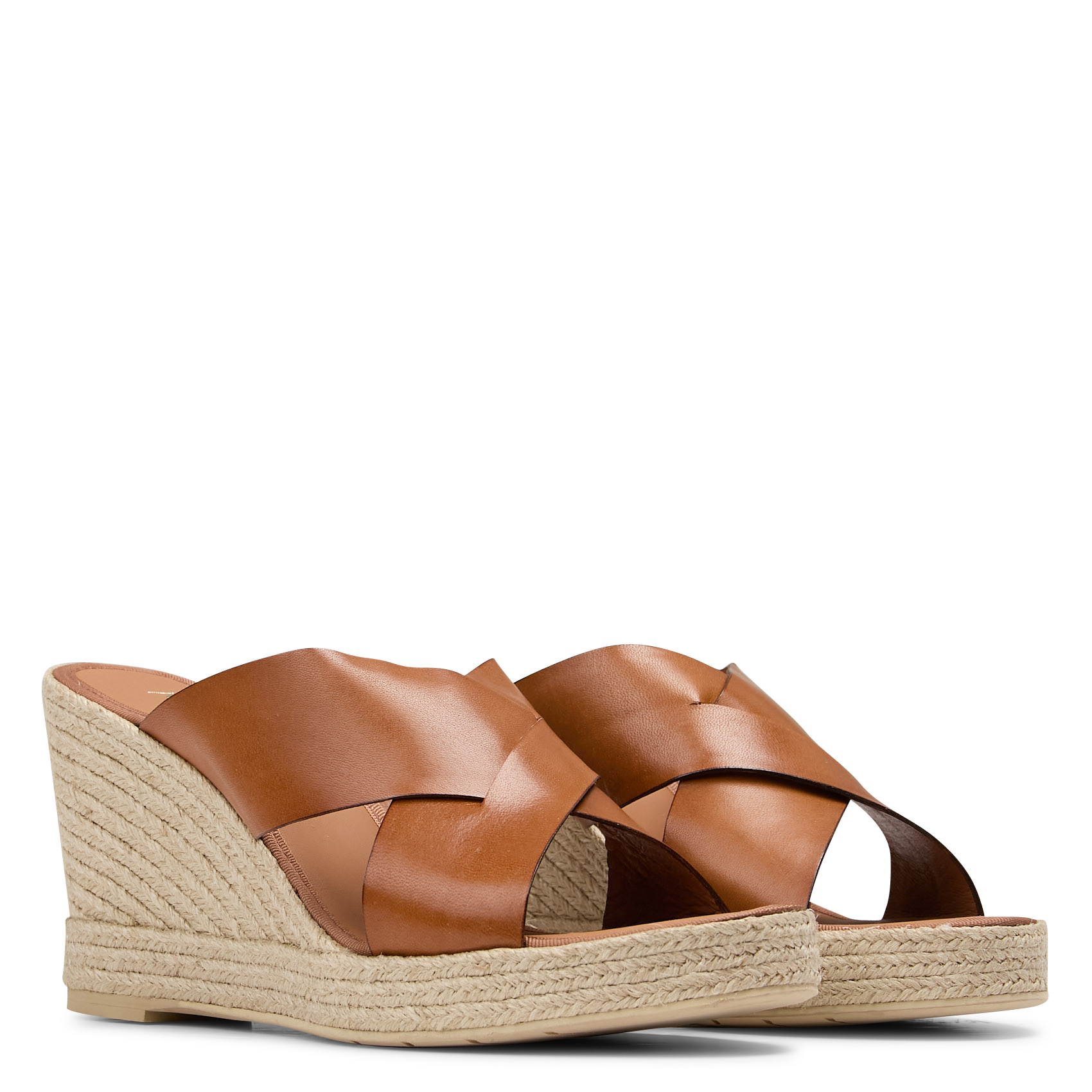 Mules compensées en cuir MON SOULIER Beige