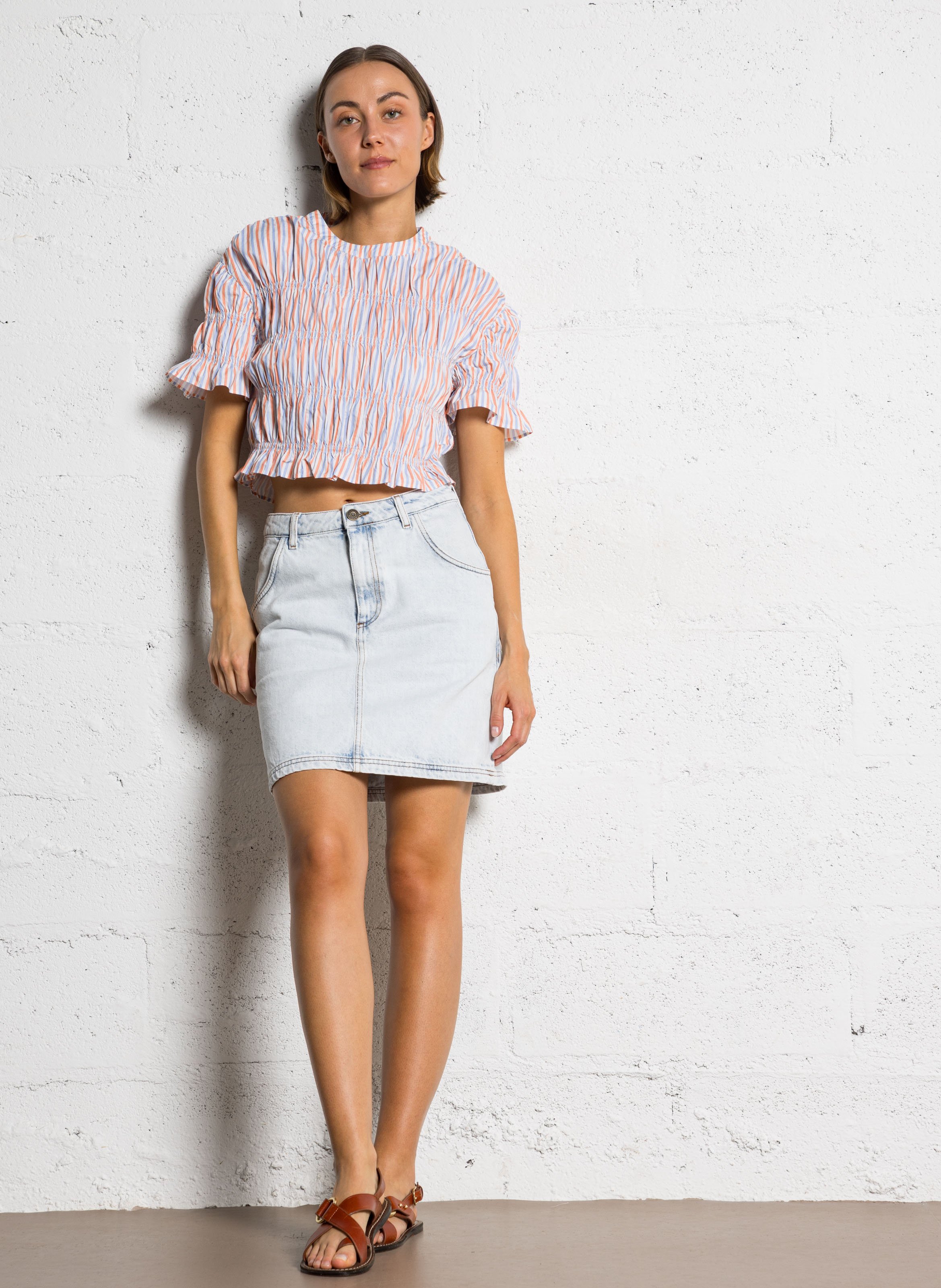 Loose-fit check cotton blouse THE TINY BIG SISTER Multicolored