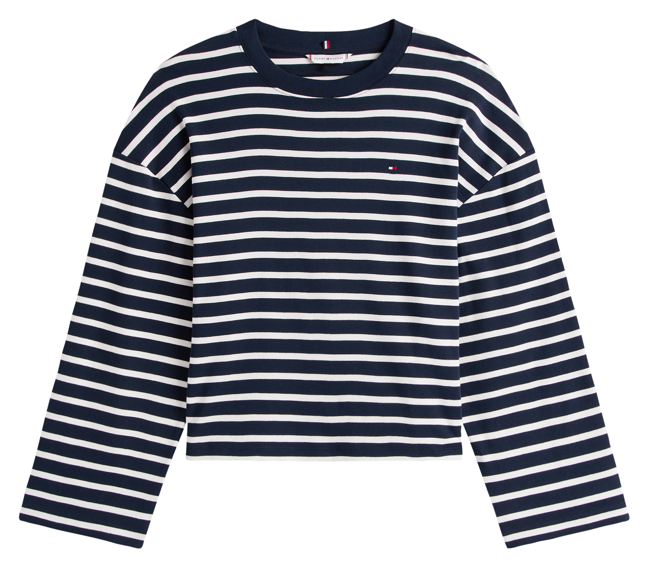 Tee-shirt col rond en coton rayé TOMMY HILFIGER Bleu