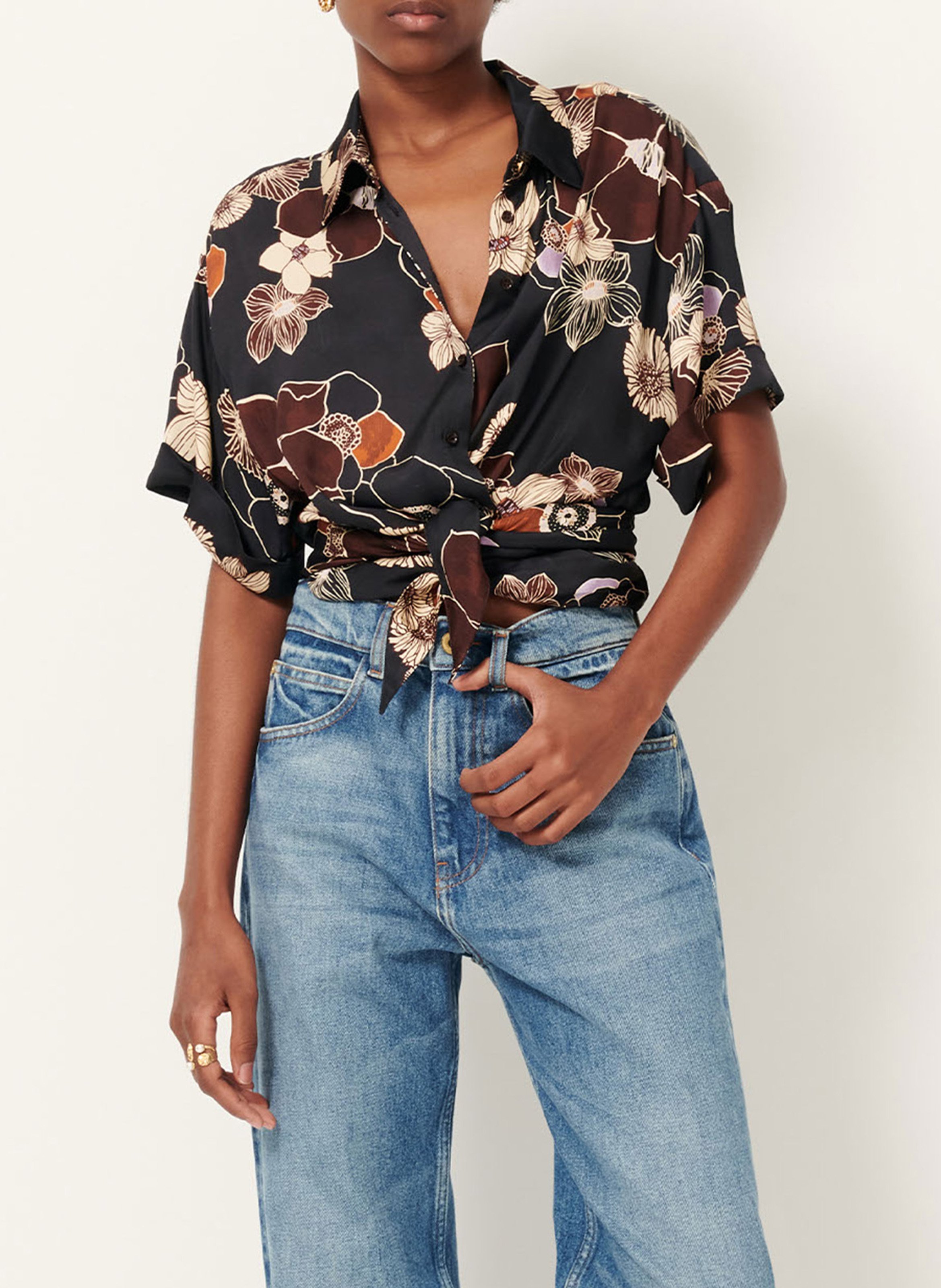 Short-sleeved printed organic cotton shirt SESSUN Multicolored