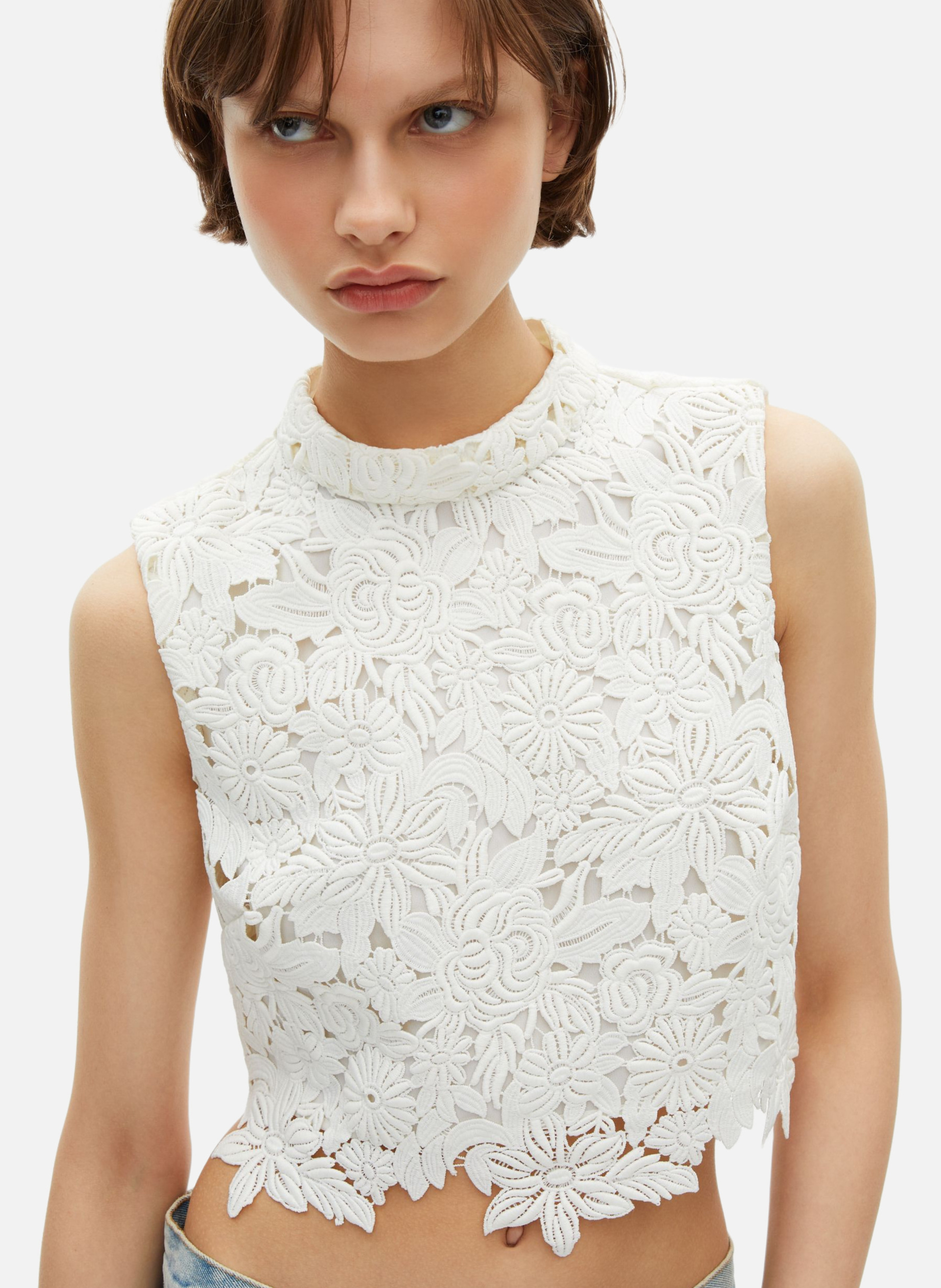 Top in floral lace THE KOOPLES Beige