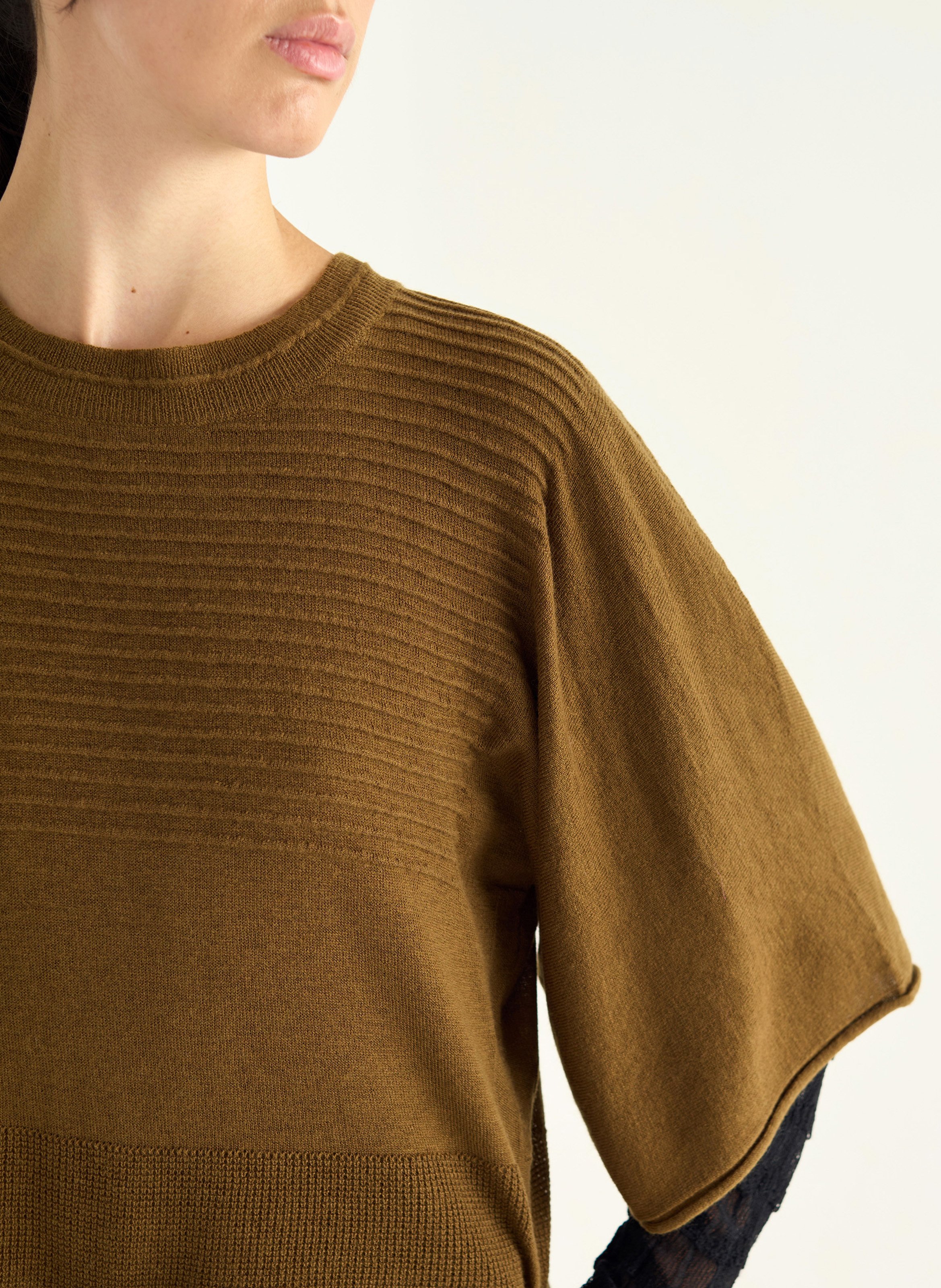 Pull droit col ronden laine COTELAC Vert