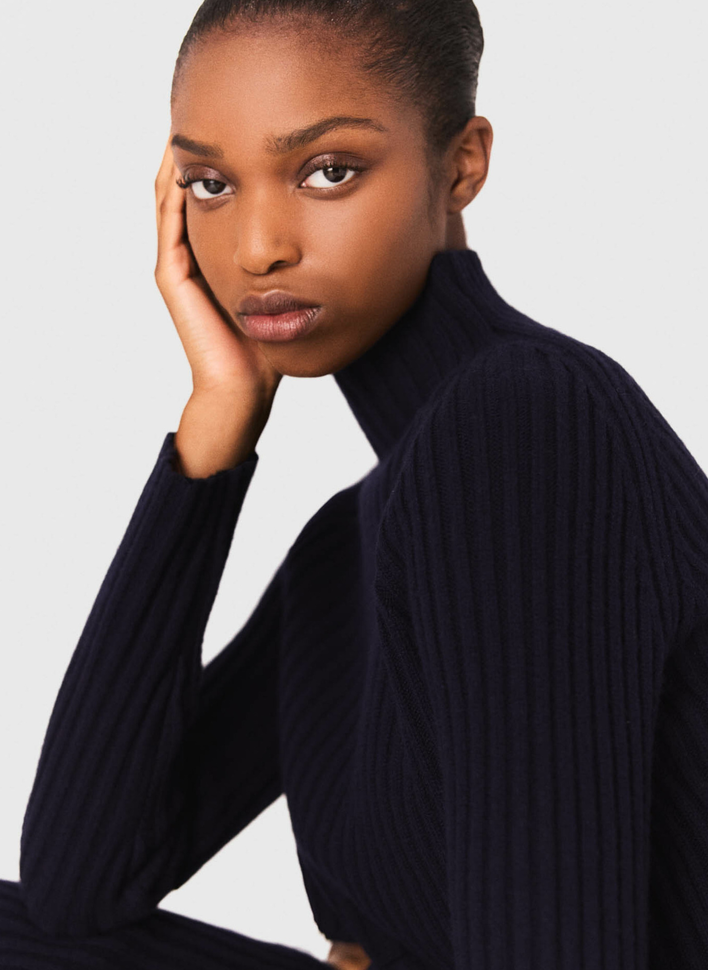 Long wool V-neck dress MAJE Blue