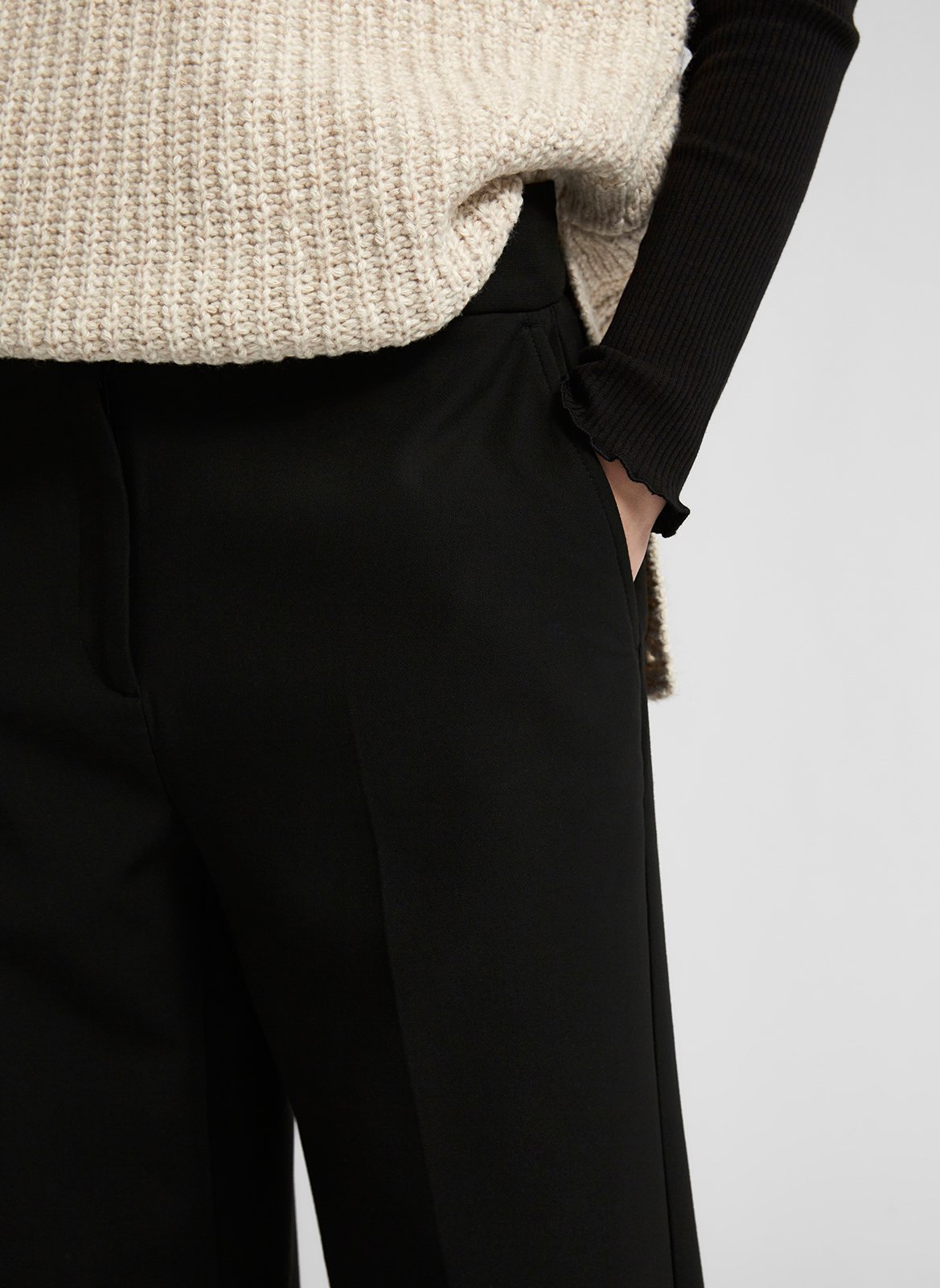 Pantalon droit en fibres recyclées SELECTED Noir