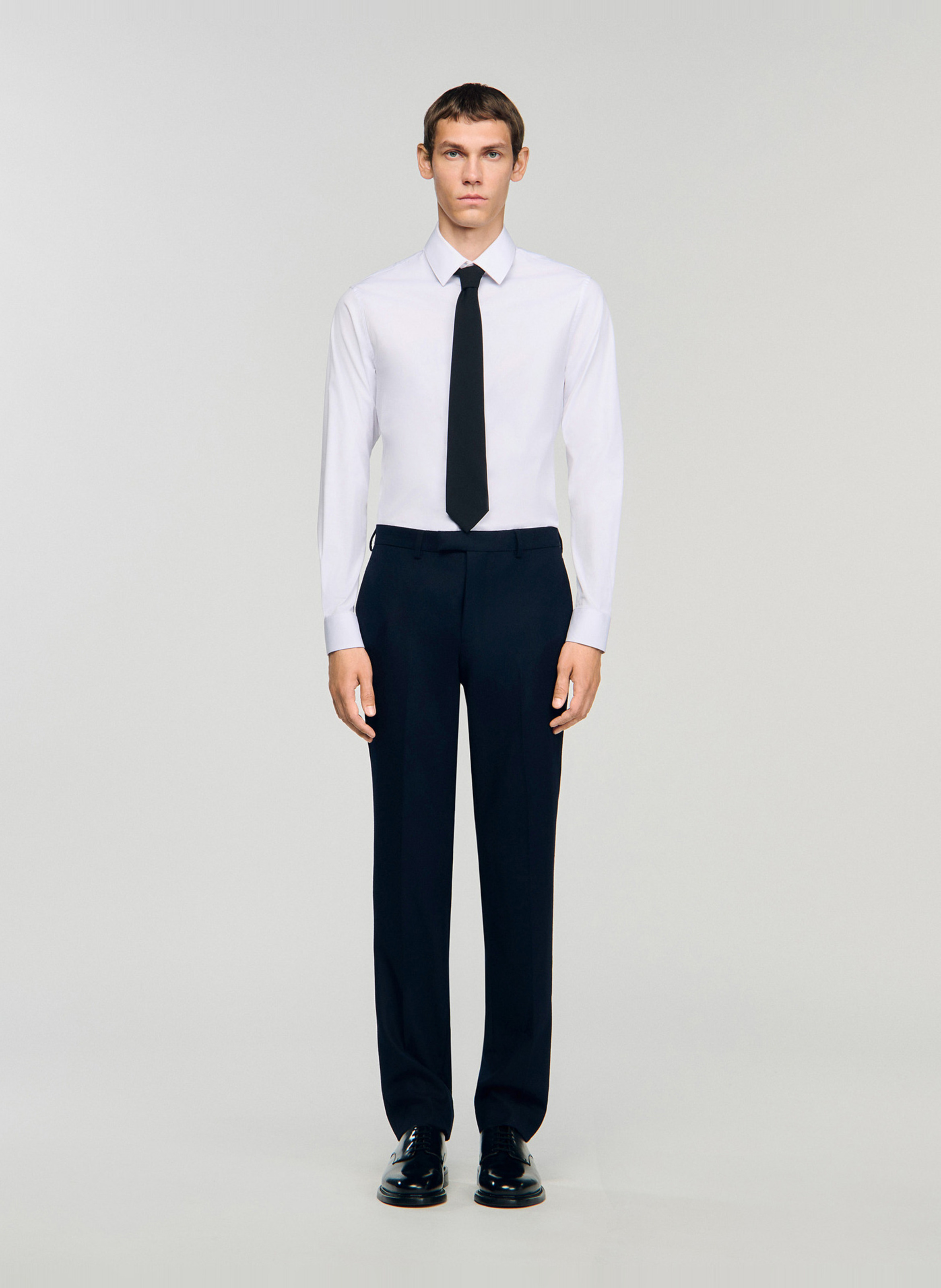 Bundfaltenhose aus Wolle SANDRO Blau