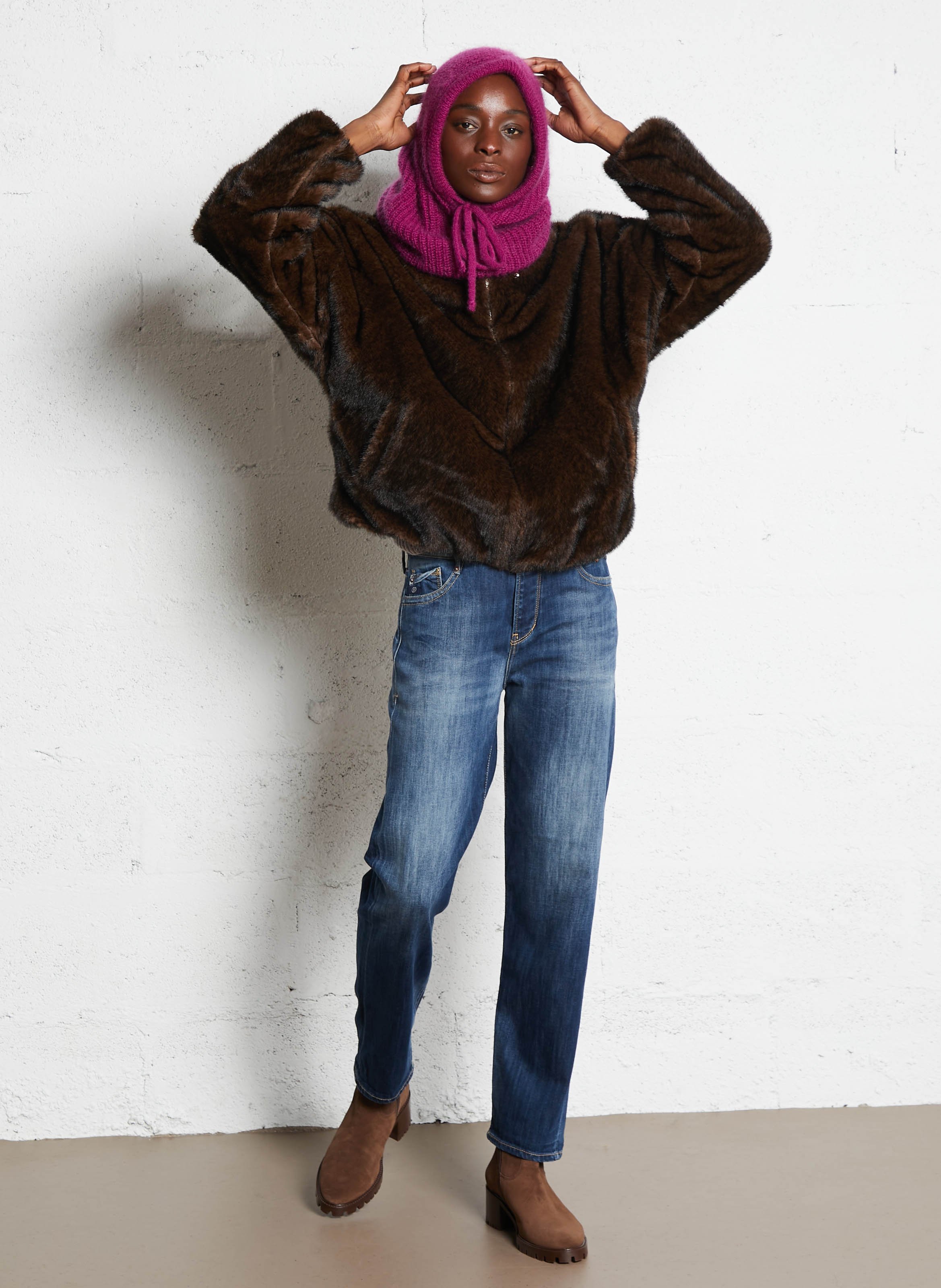 Doudoune col capuche LA PETITE ETOILE Marron