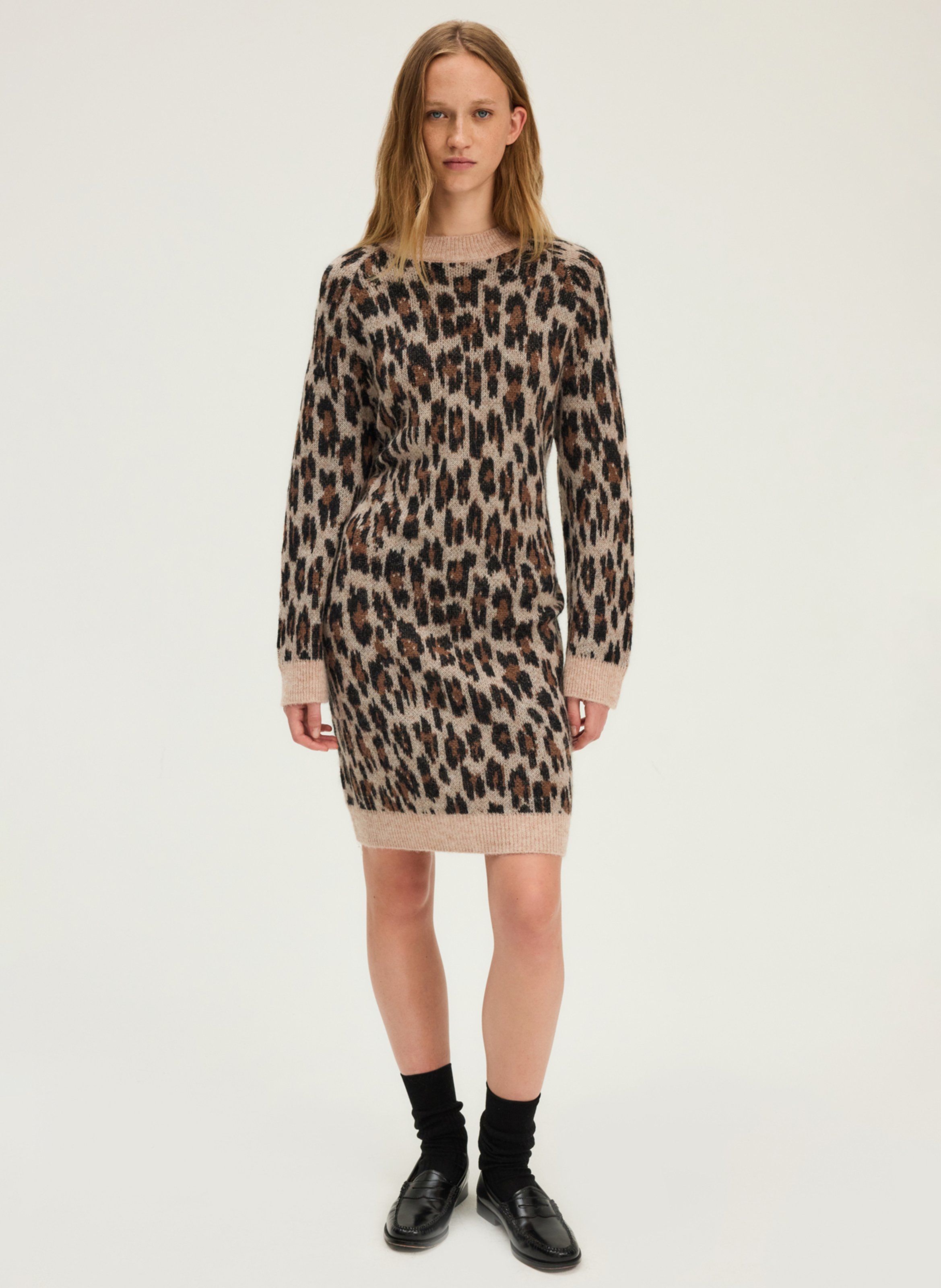 Leopard print sweater dress PABLO Beige