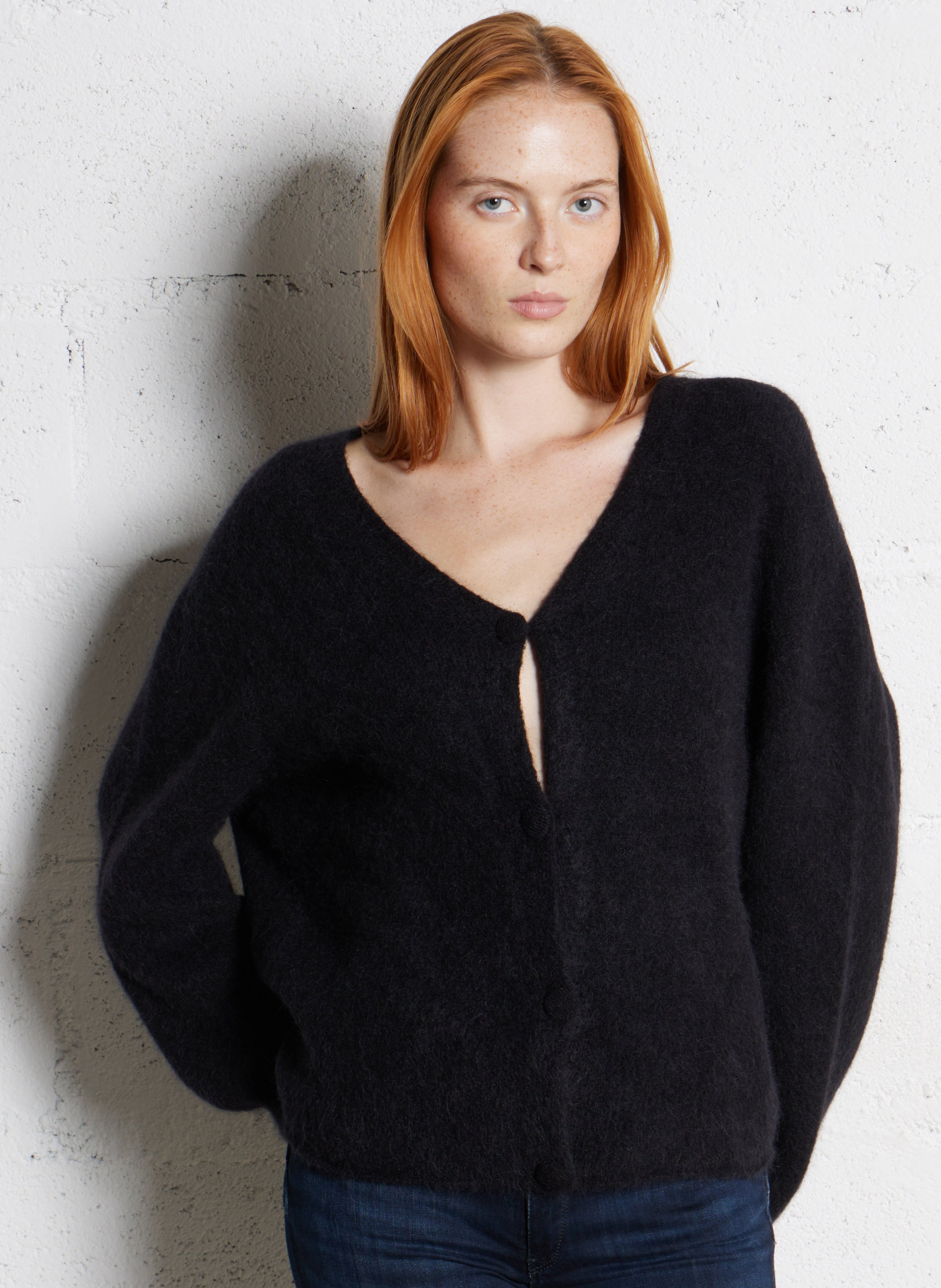 Oversized vest van gemengde alpaca ONE STEP Zwart