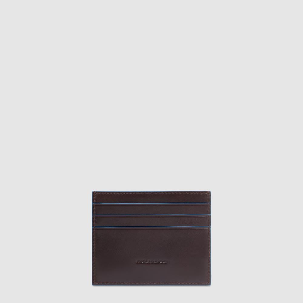 Men's slim leather credit card holder with RFID protection Brown