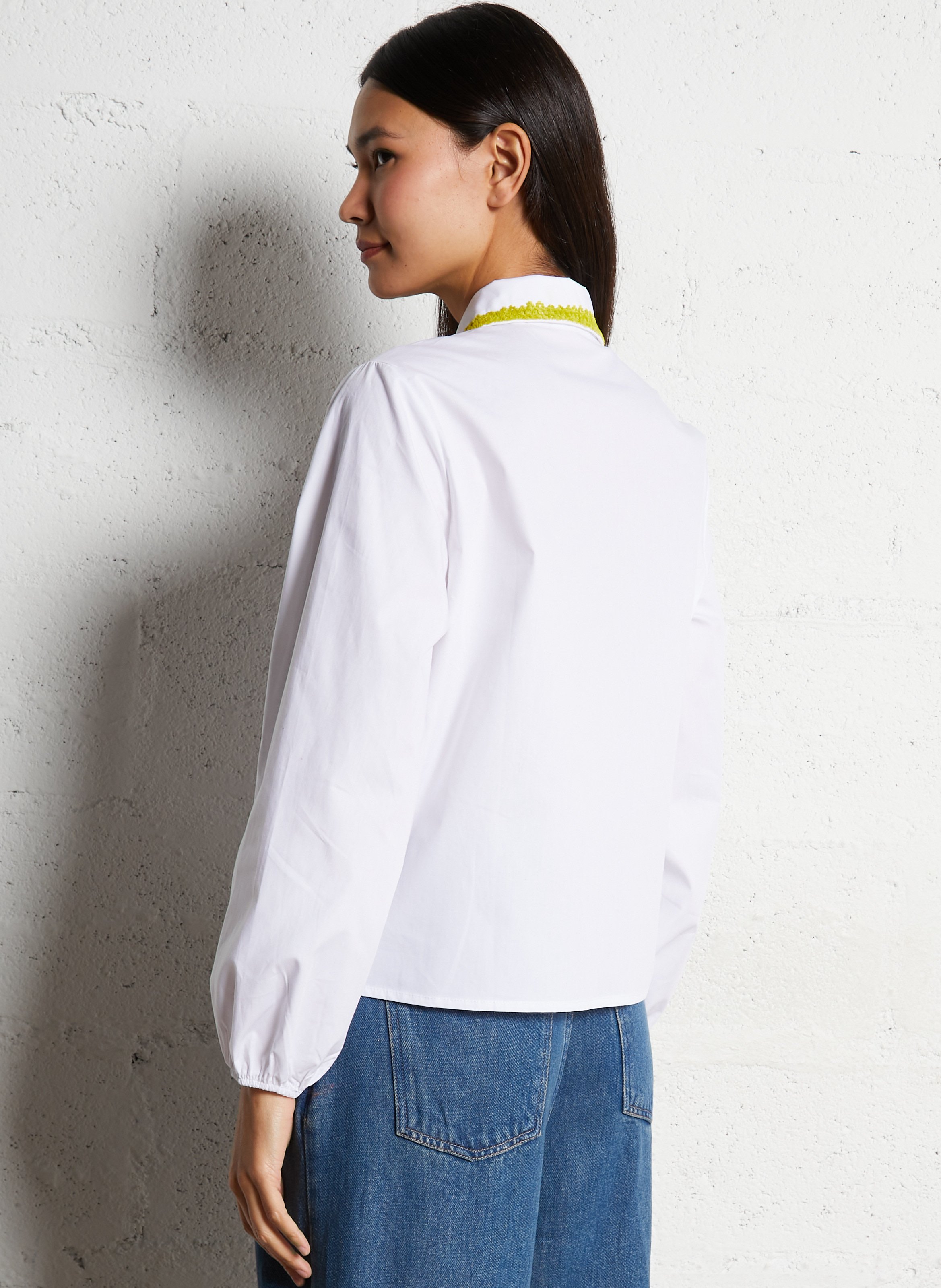 Chemise col claudine en coton DR BLOOM Blanc