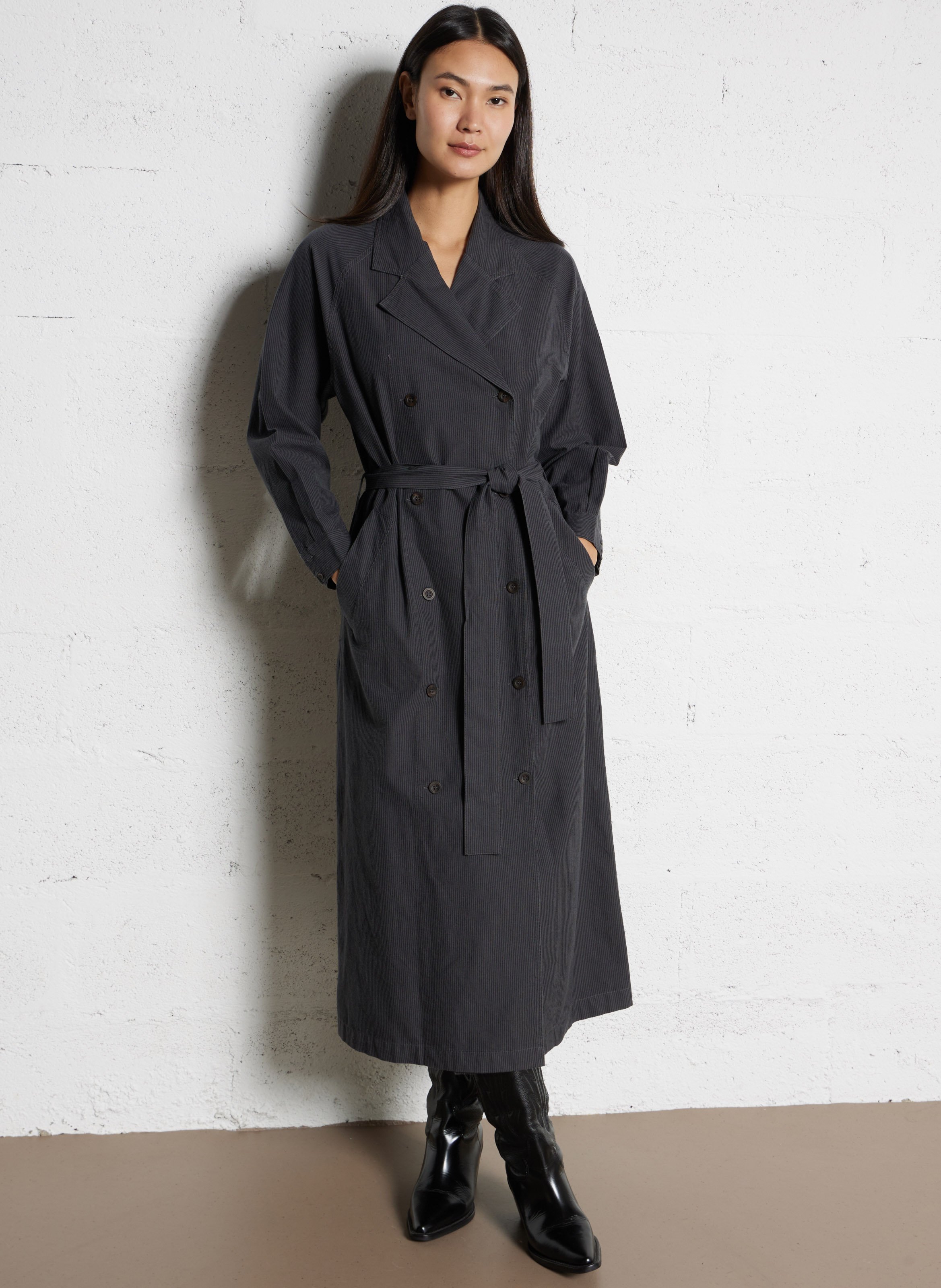 Lange rechte jurk van biologisch katoen LEON & HARPER Zwart