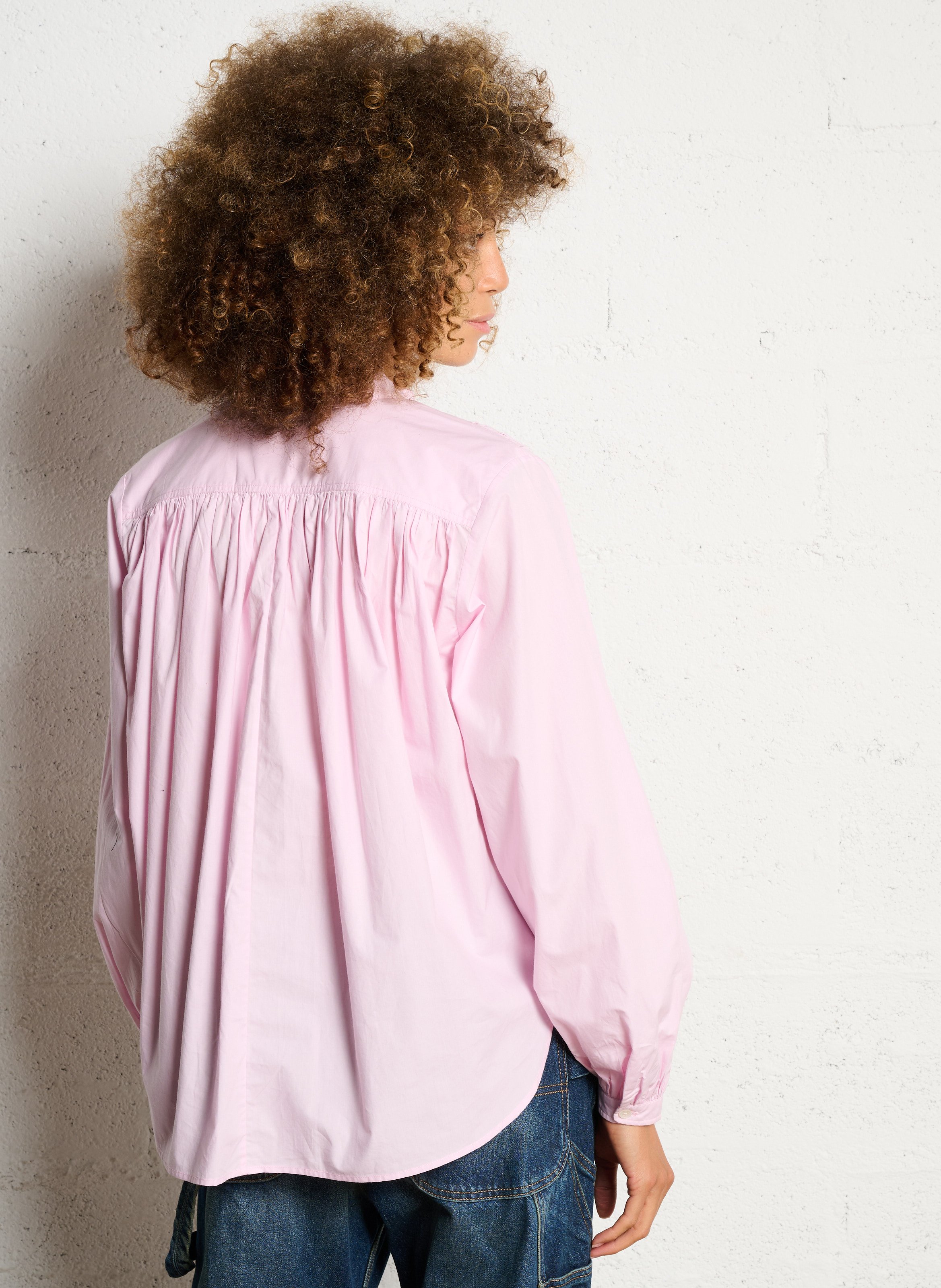 Kurzes Baumwollkleid mit Rundhalsausschnitt LAURENCE BRAS Rosa