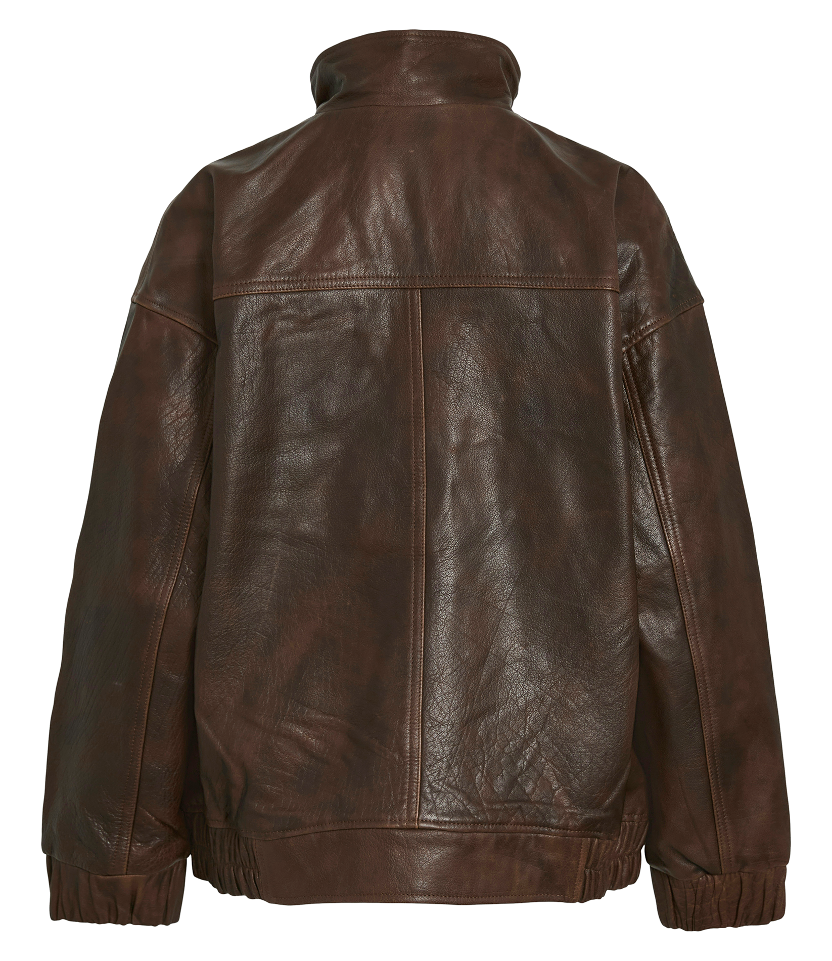 Oversize Lederjacke mit Stehkragen ROUGE EDIT Braun