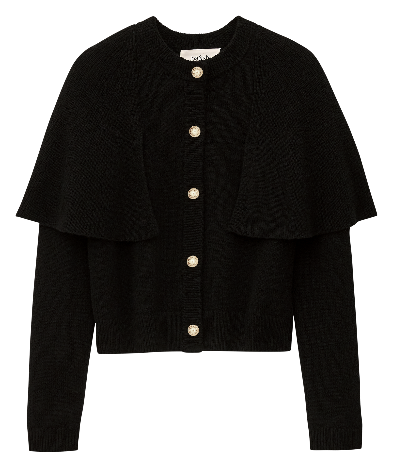 Gebreide cardigan met knopen in effen wol BA&SH Zwart