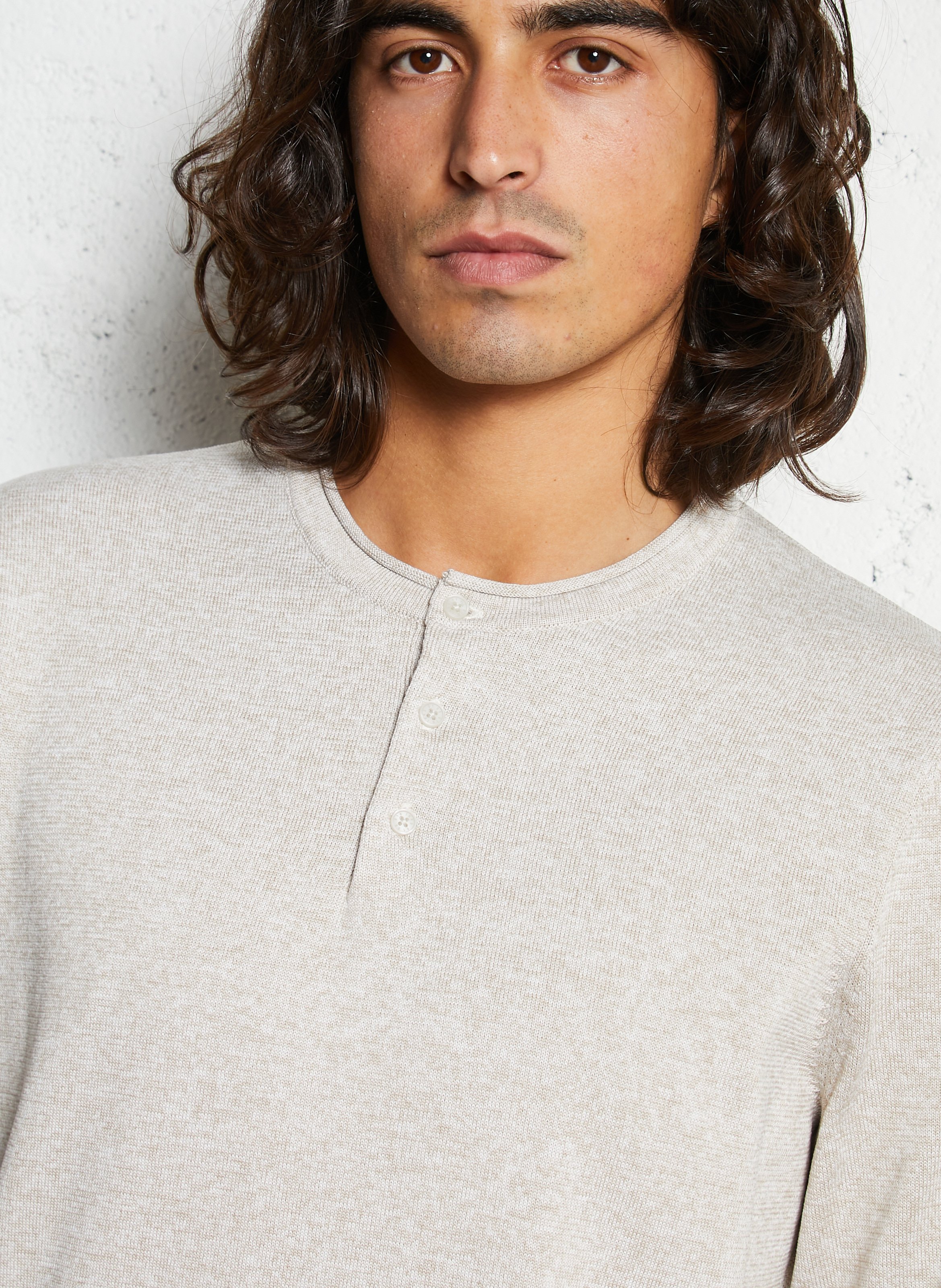 Gerader Pullover mit meliertem Stehkragen IKKS Beige