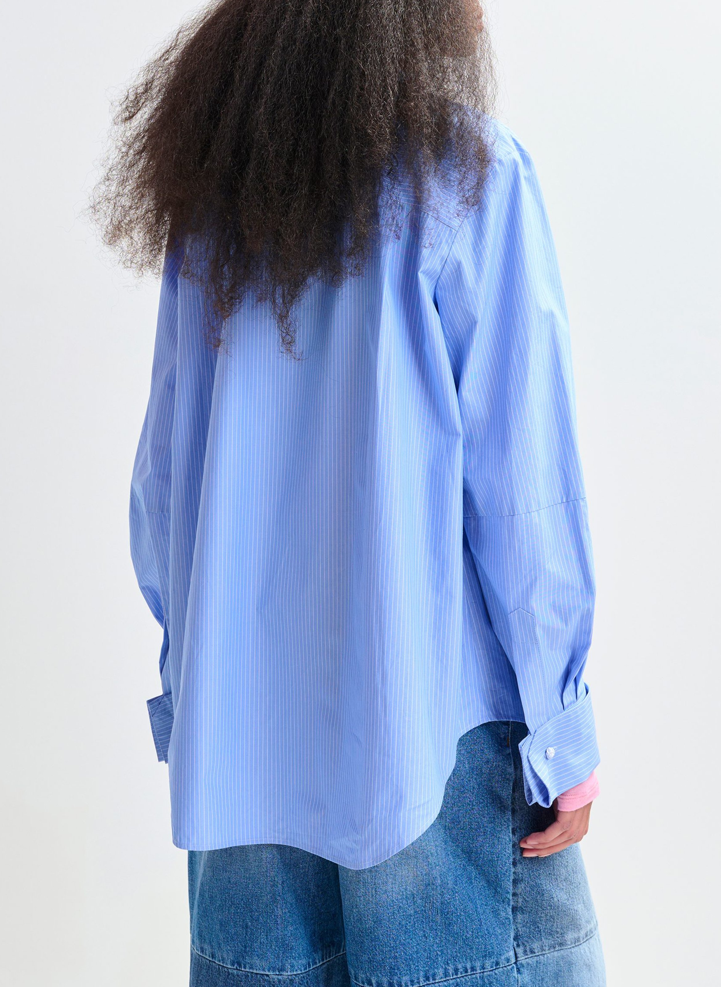 Oversize striped cotton shirt with classic collar ESSENTIEL ANTWERP Blue