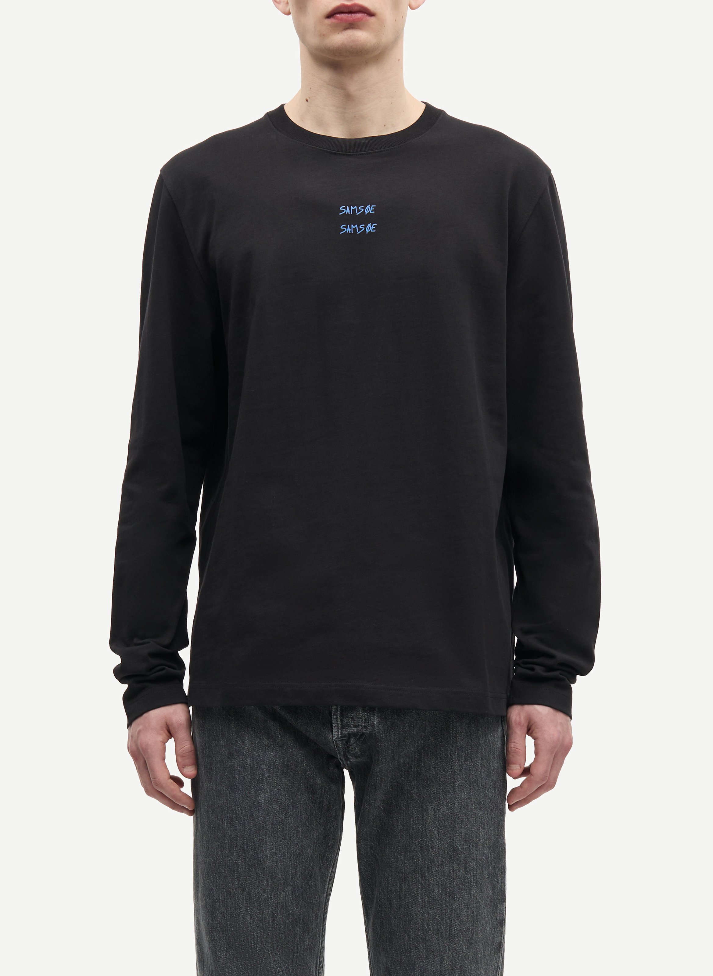 Camiseta de algodón bio con cuello redondo SAMSOE SAMSOE Negro