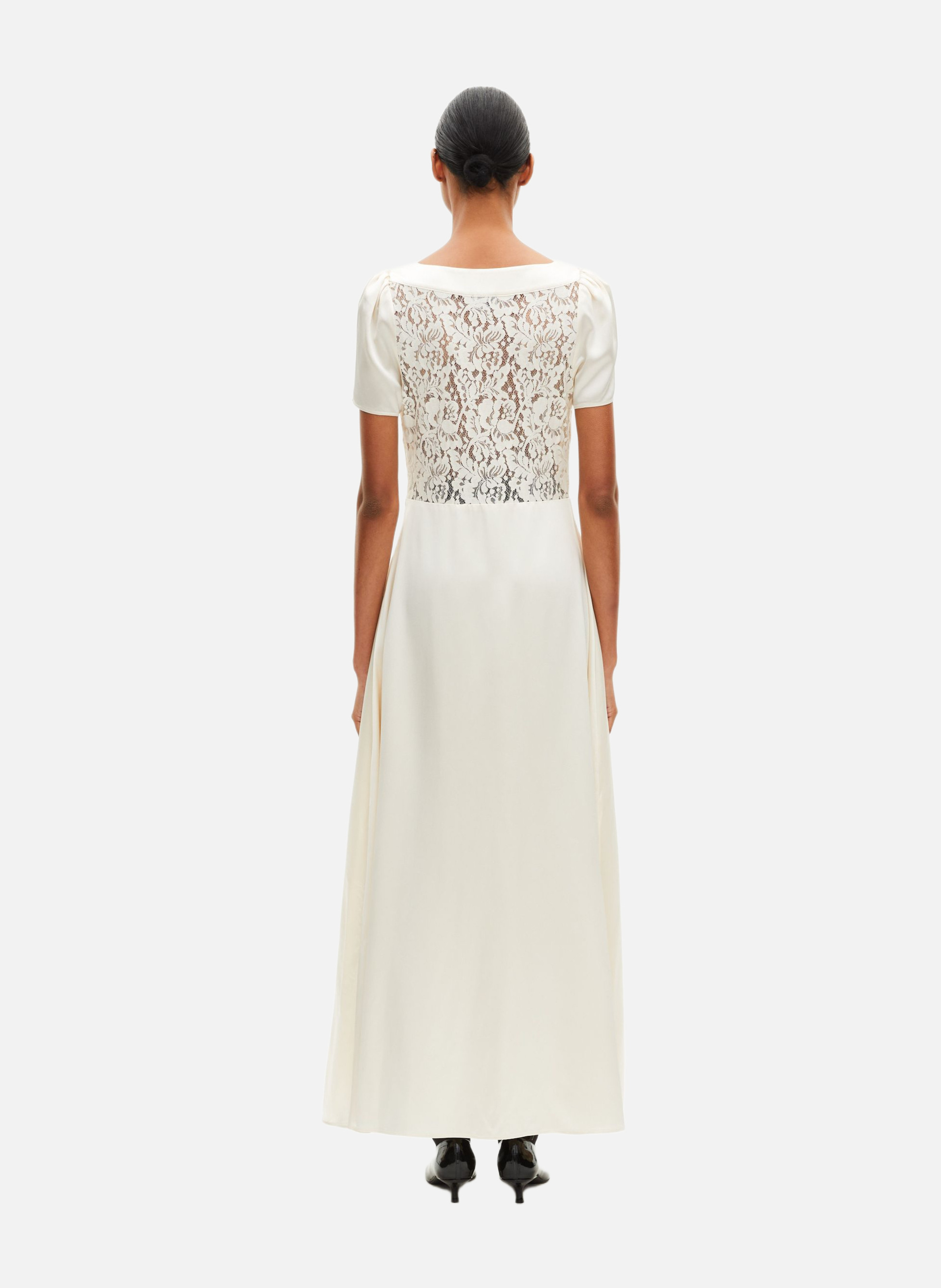 Long silk dress with lace THE KOOPLES Beige