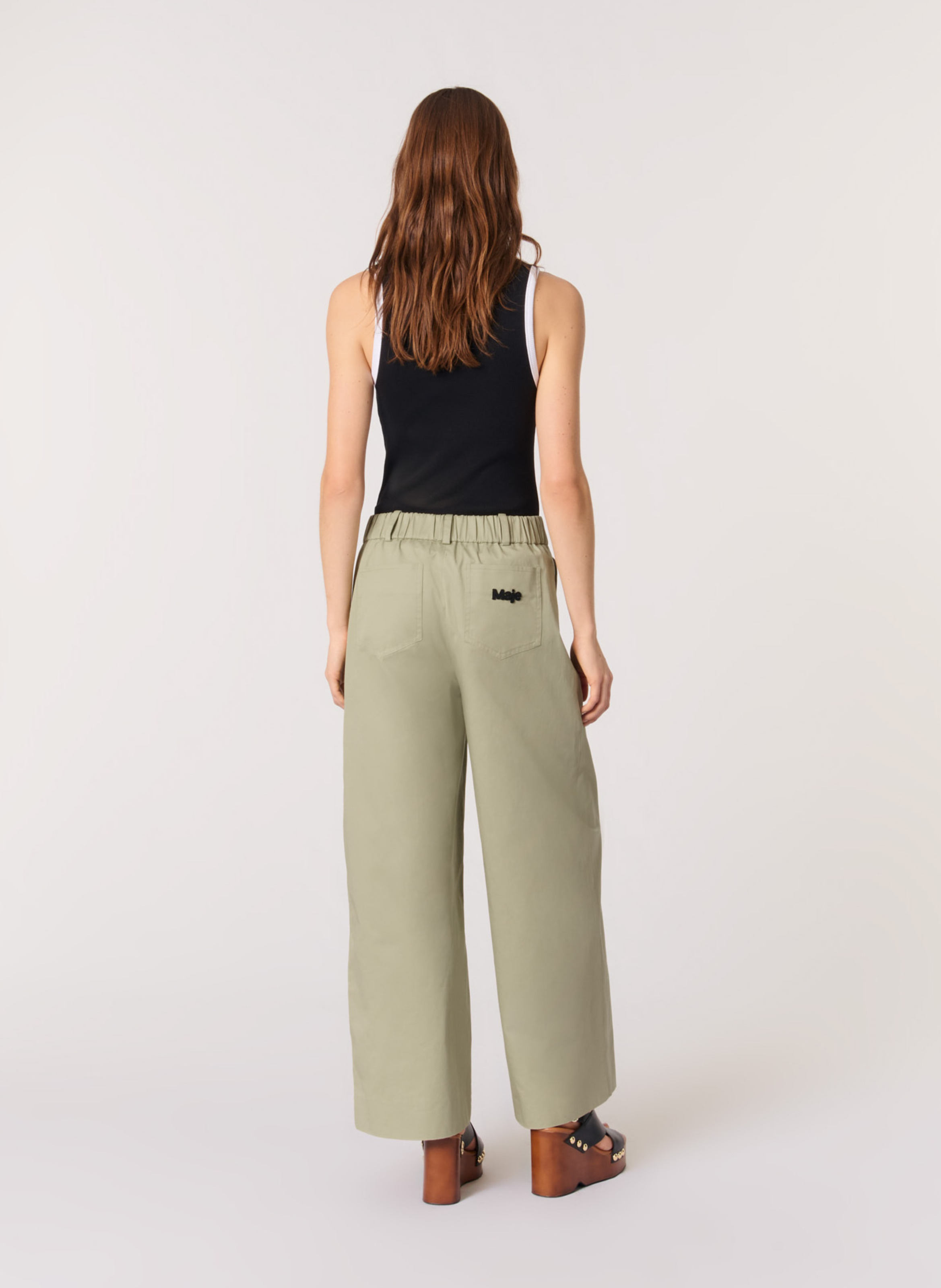 Wide cotton trousers  MAJE Khaki