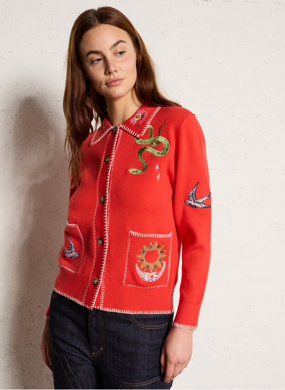 never fully dressed embroidered cardigan Never Fully Dressed night garden embroidered cardigan in black - part of a set