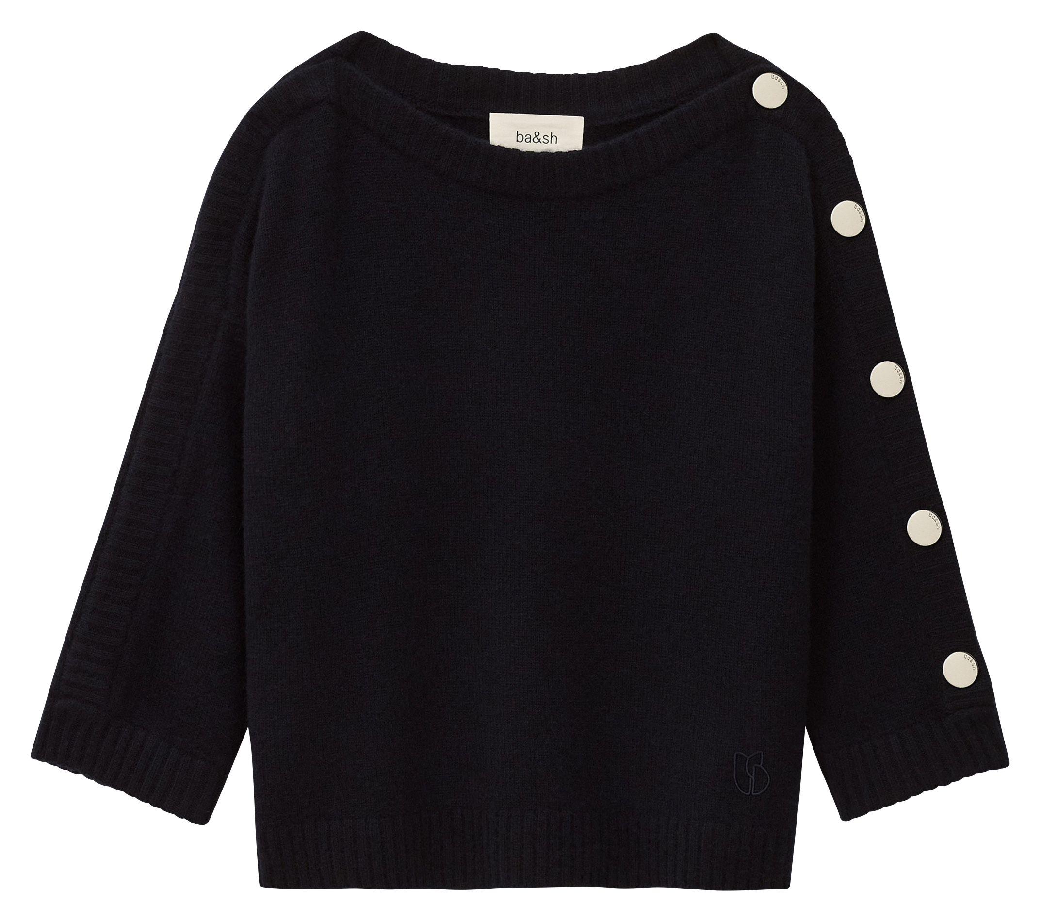 Pull droit col rond en cachemire CLASSY Navy