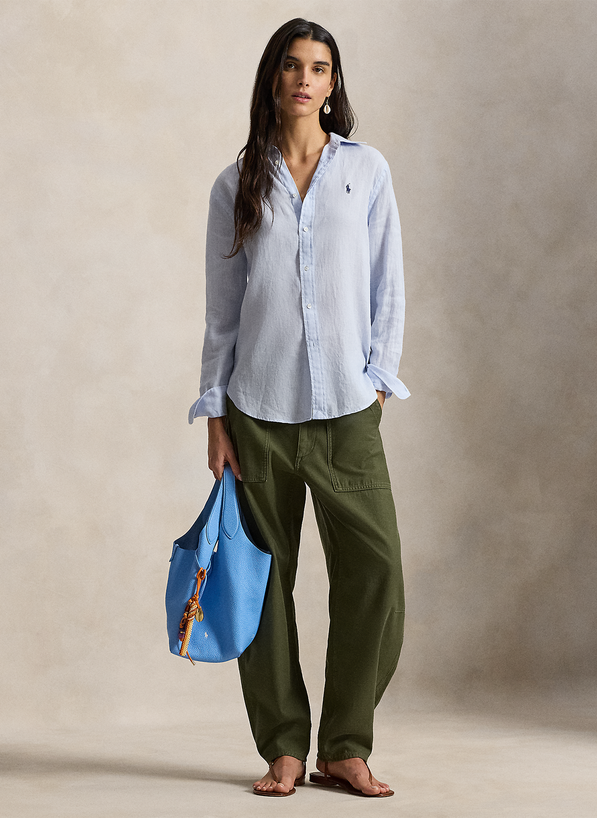 Straight linen shirt POLO RALPH LAUREN Blue