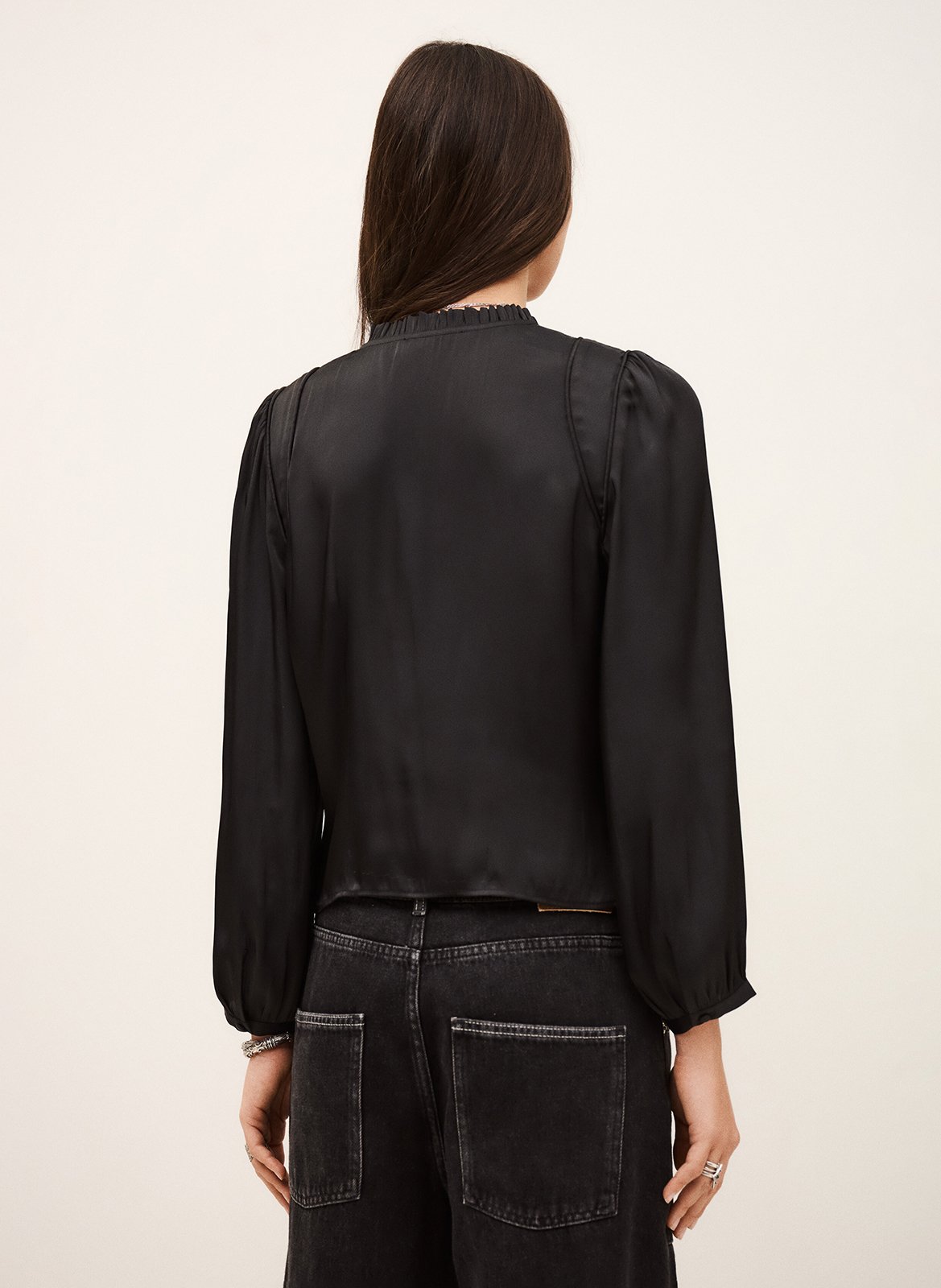 Aangesloten blouse met plooien BA&SH Zwart