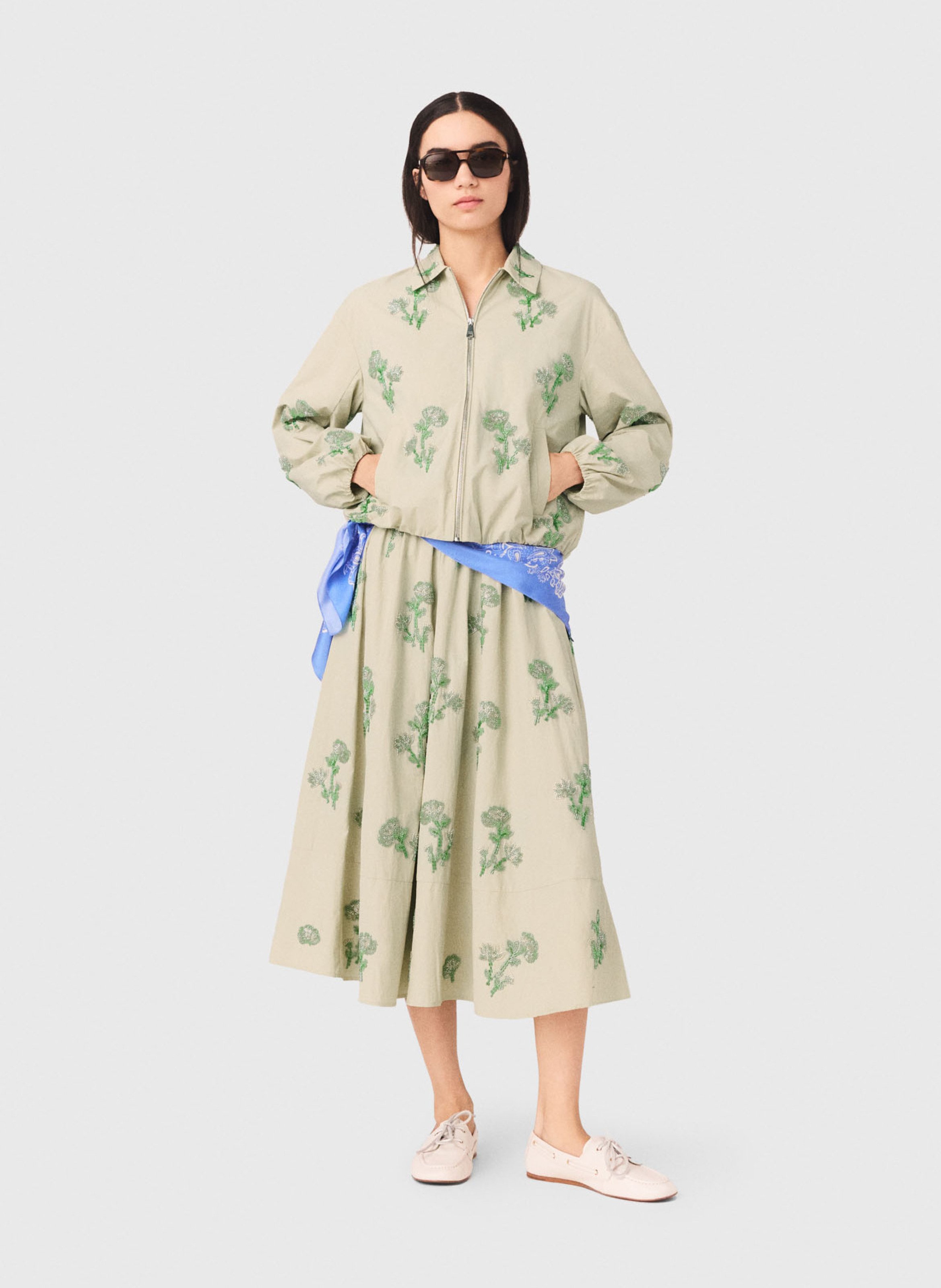 Rechte jasje met klassieke kraag en print MAJE Beige