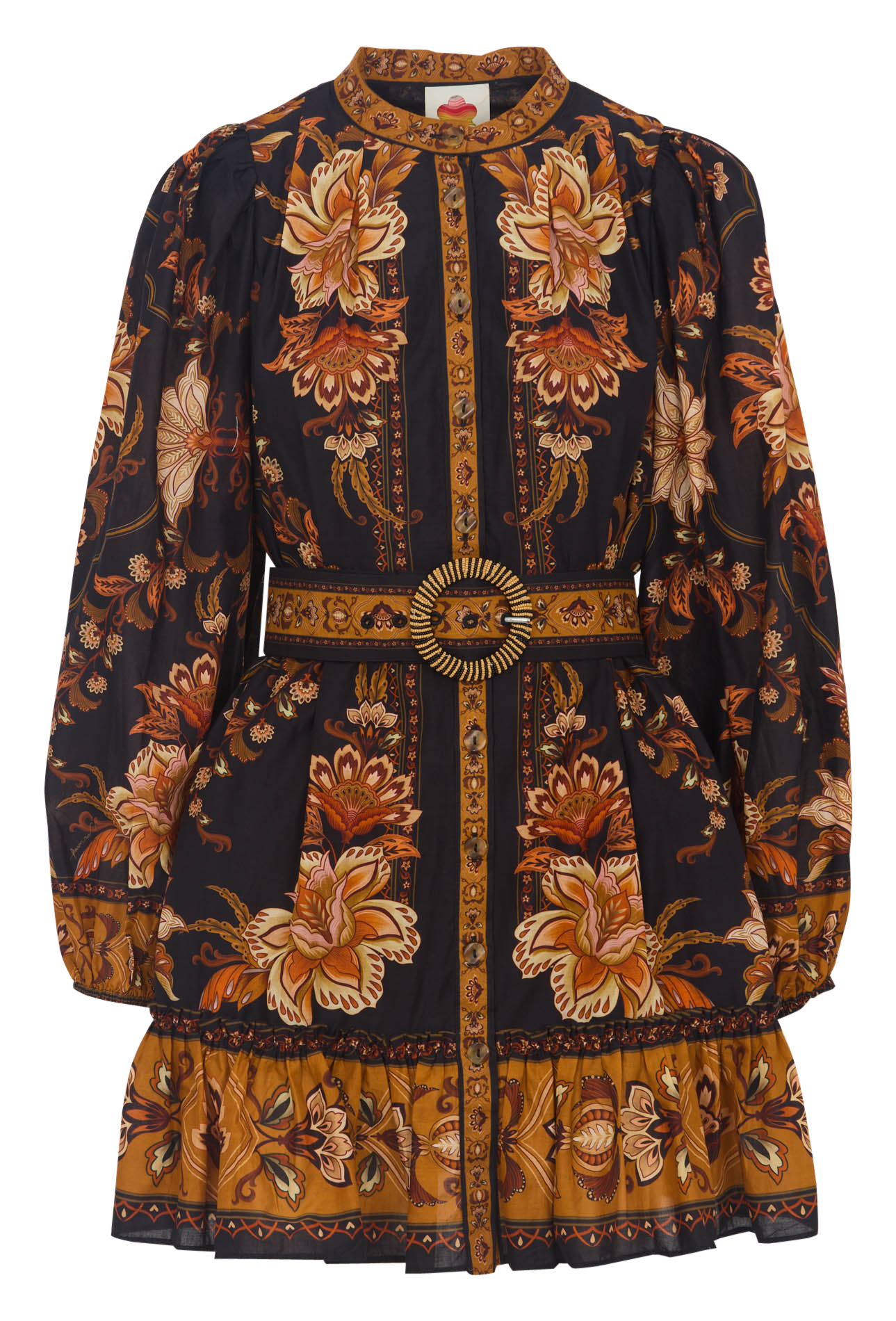 Cotton flared dress FARM RIO Black