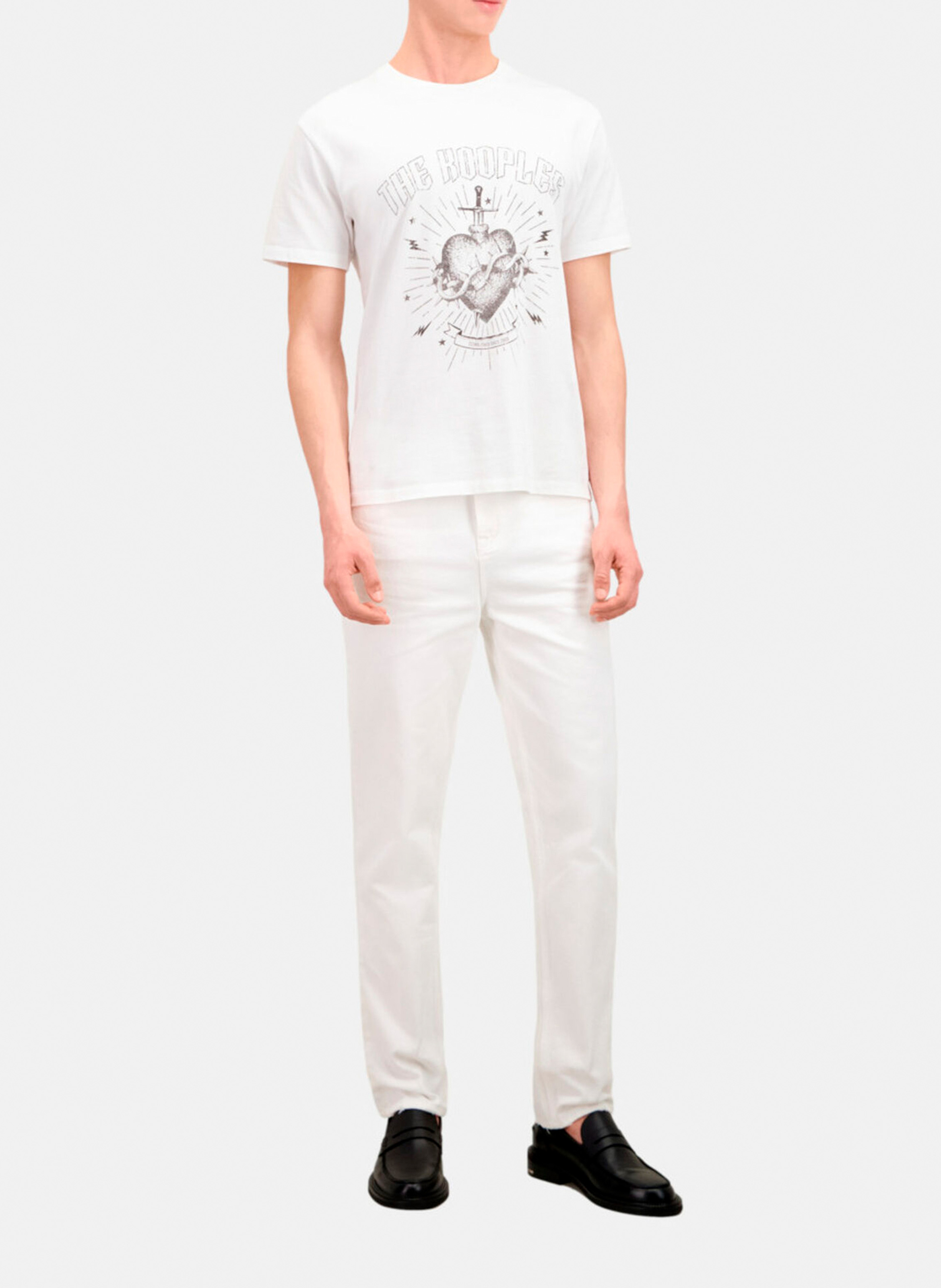 Straight round-neck screen-printed cotton T-shirt THE KOOPLES White