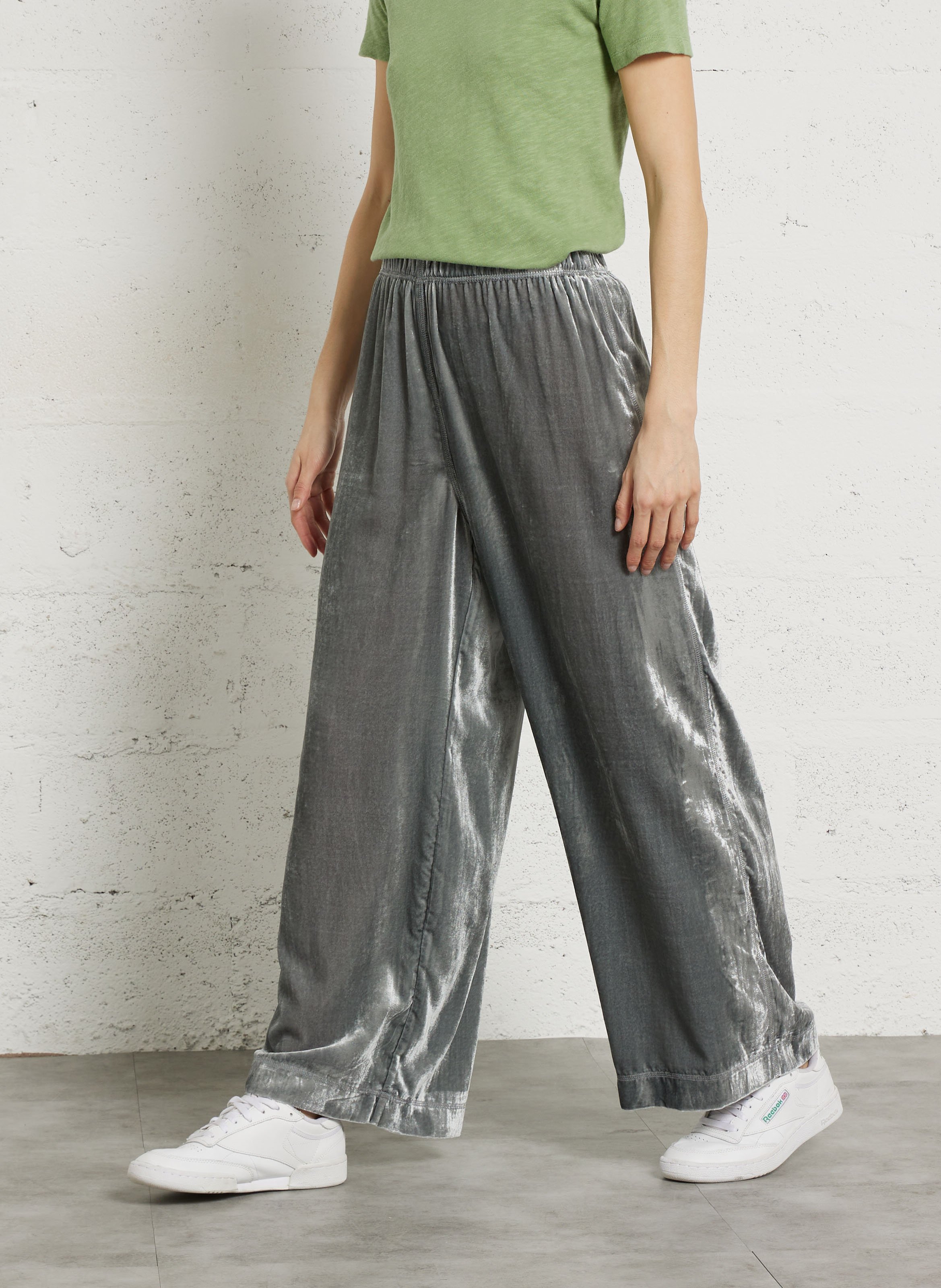 Jogging large en velours uni AMERICAN VINTAGE Gris