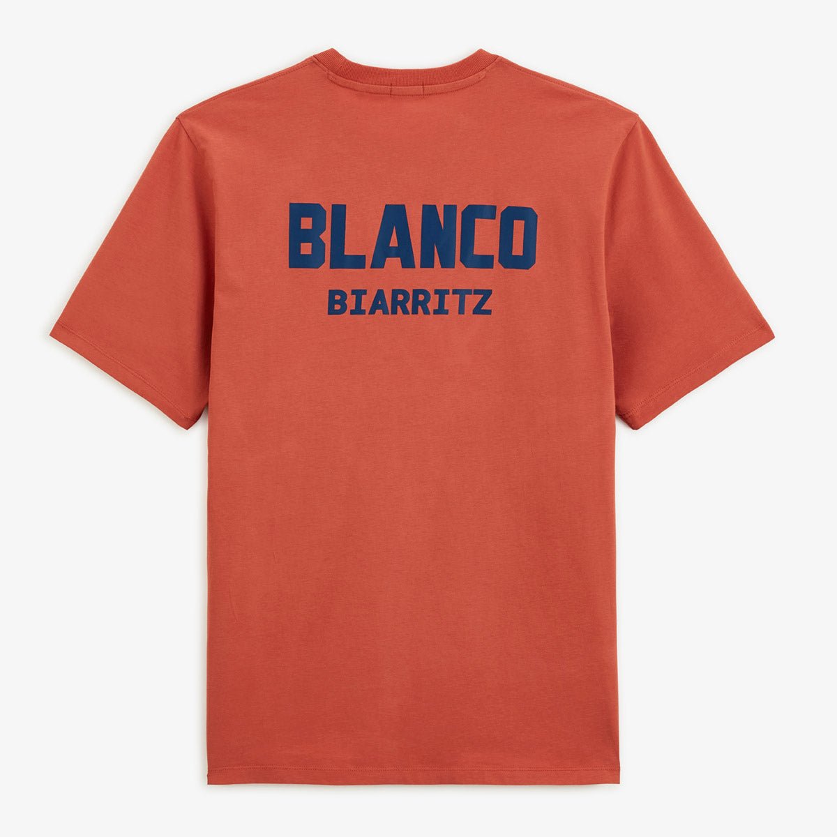 Round neck printed cotton t-shirt with Blanco Biarritz back SERGE BLANCO Orange