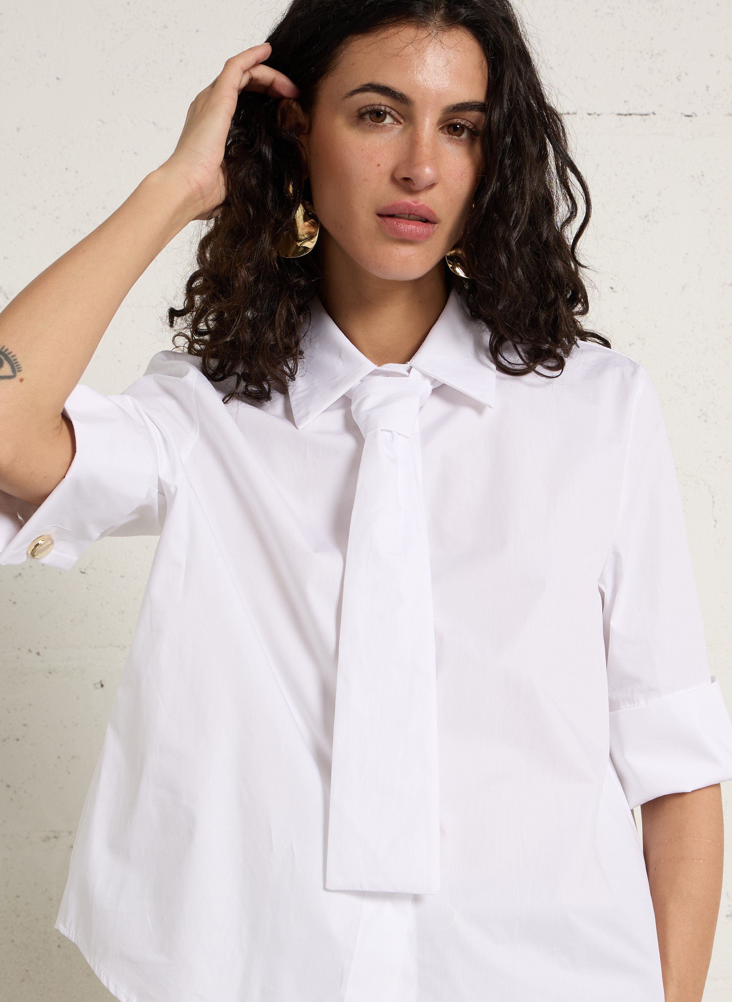 Chemise droite à cravate amovible  IMPERIAL Blanc